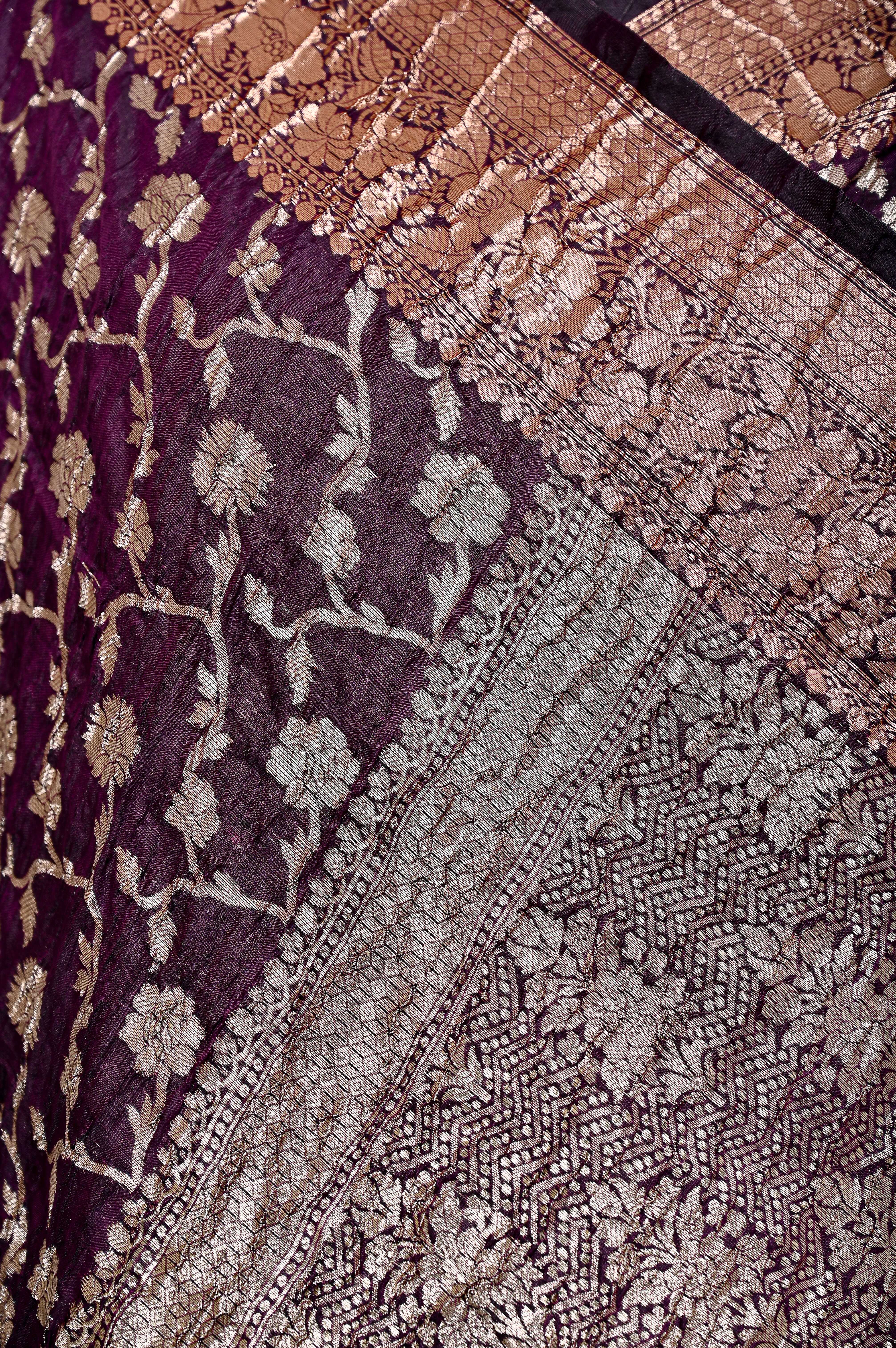 Fancy Paper soft Silk Handwoven Crush Saree Majanta