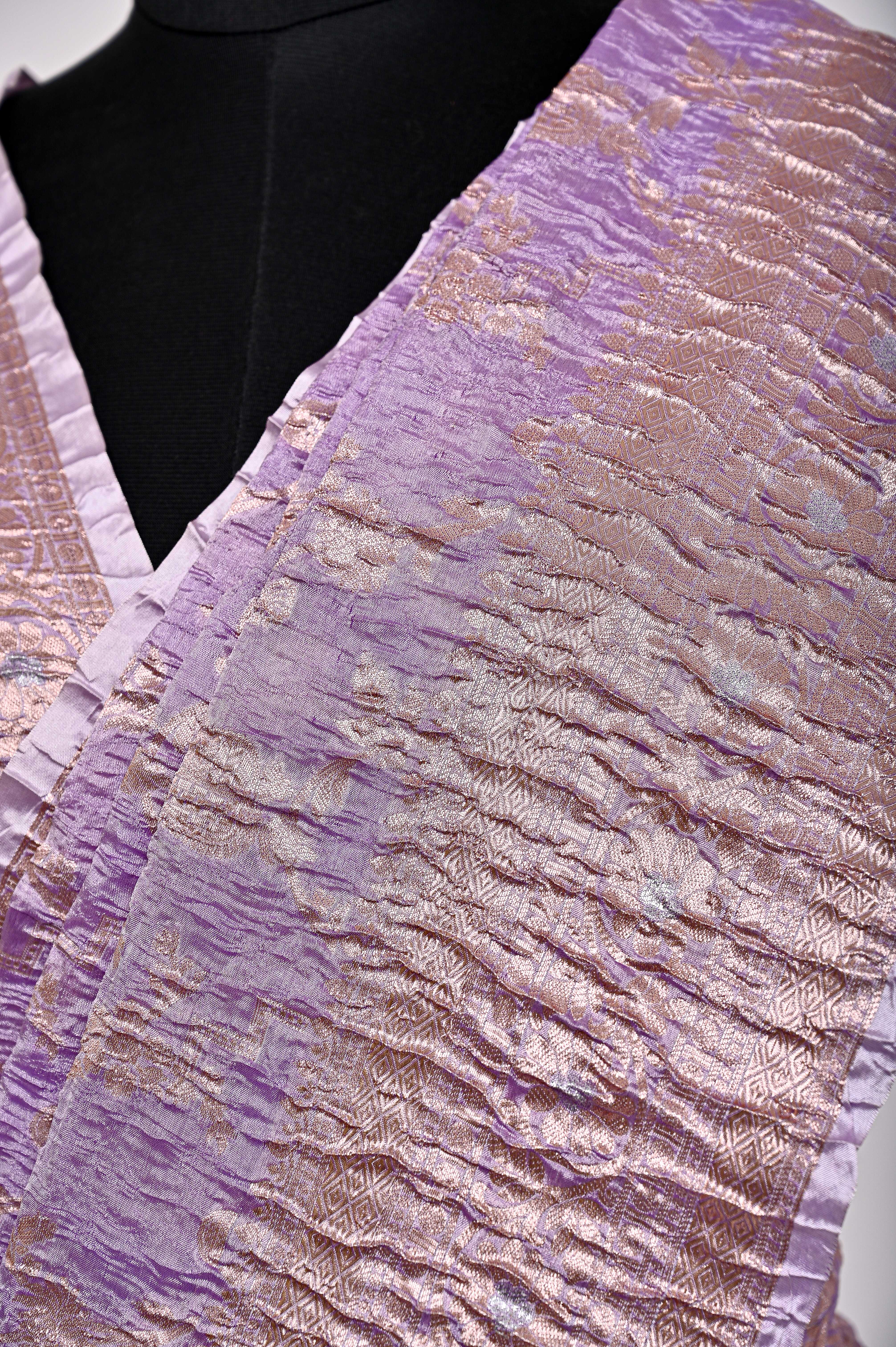 Fancy Paper Soft Silk Handwoven Crush Saree Purple