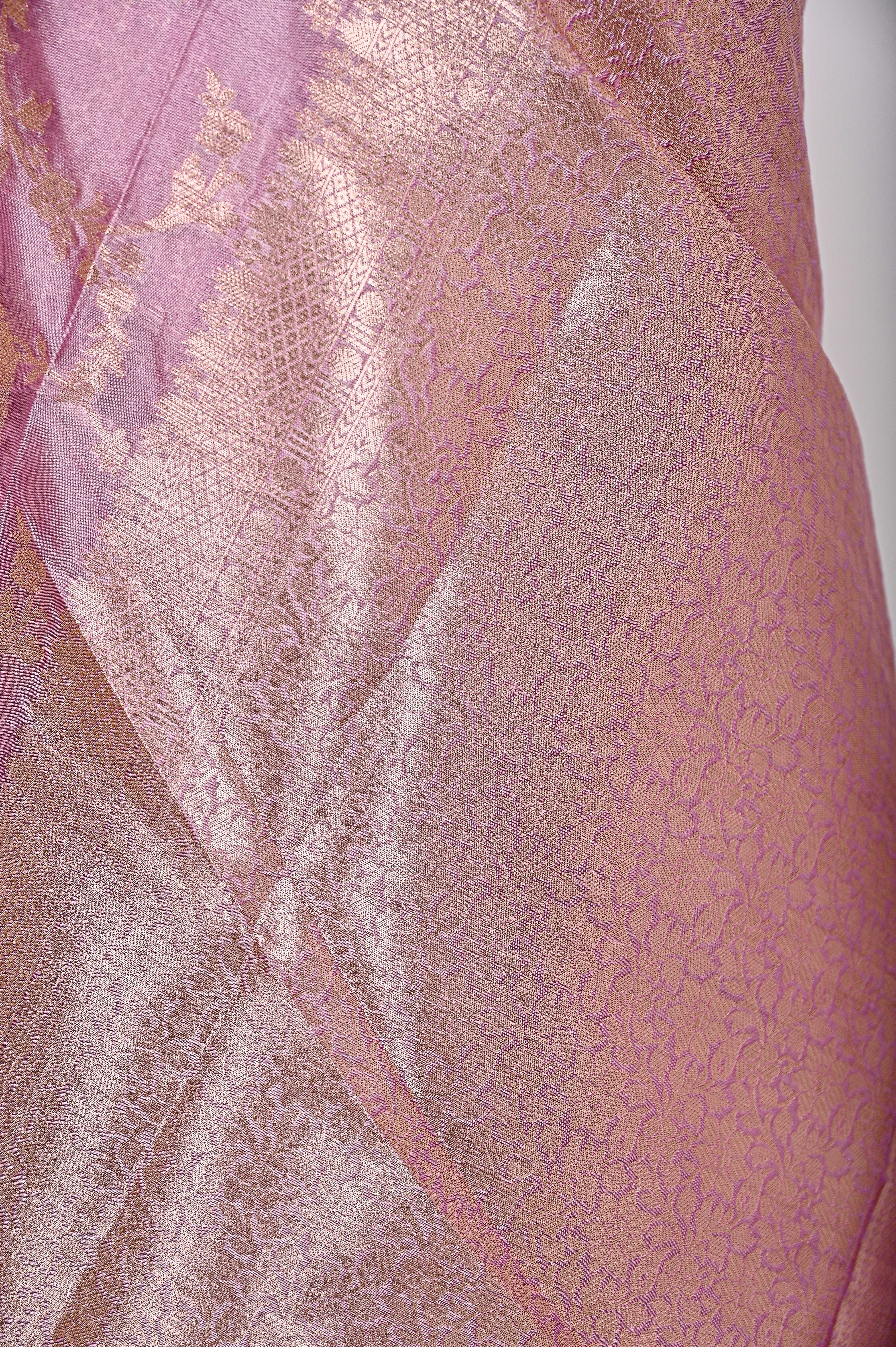 Fancy Paper Soft Silk Handwoven Saree Light Purple