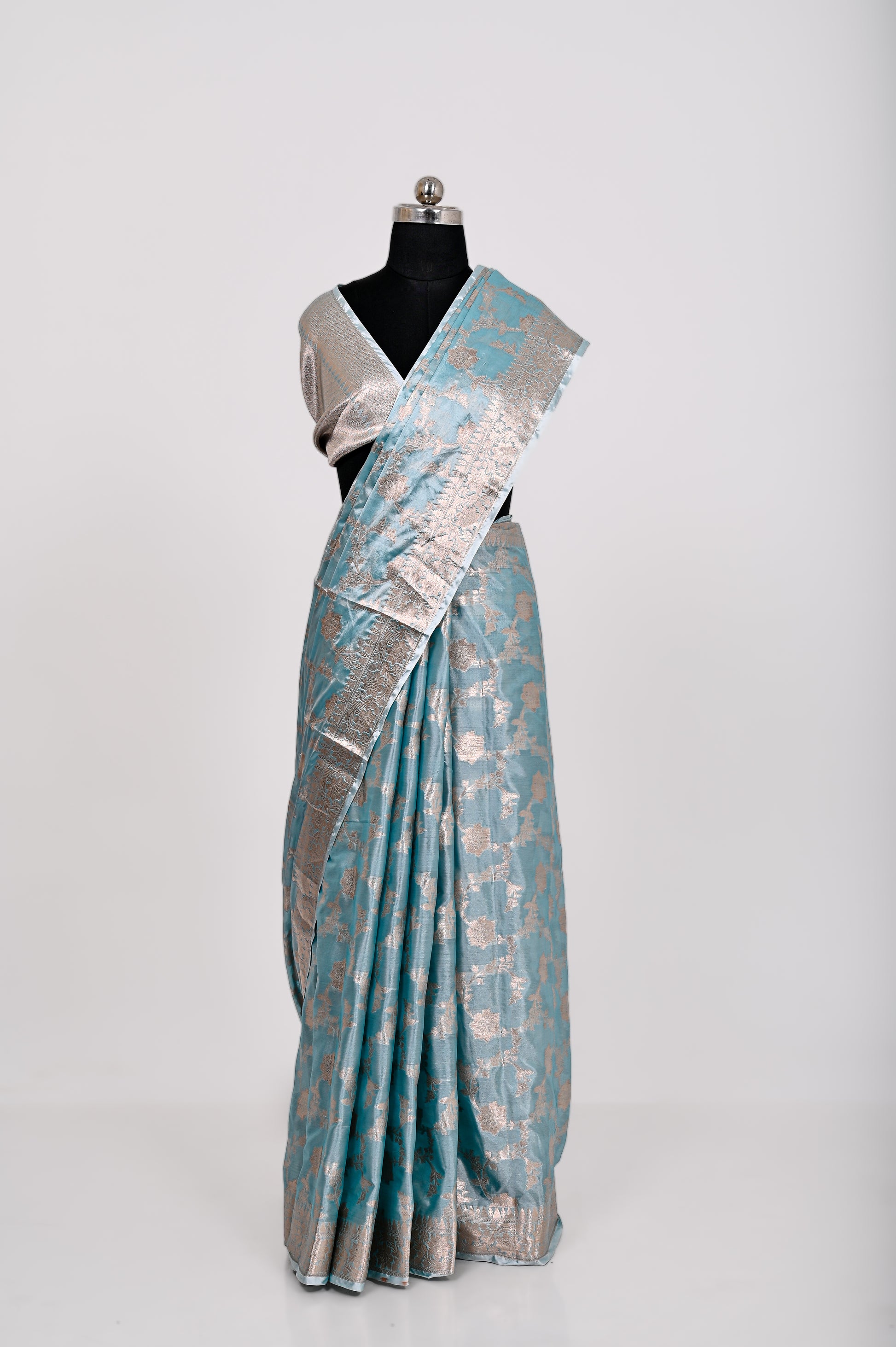Fancy Paper Soft Silk Handwoven Saree C- Green