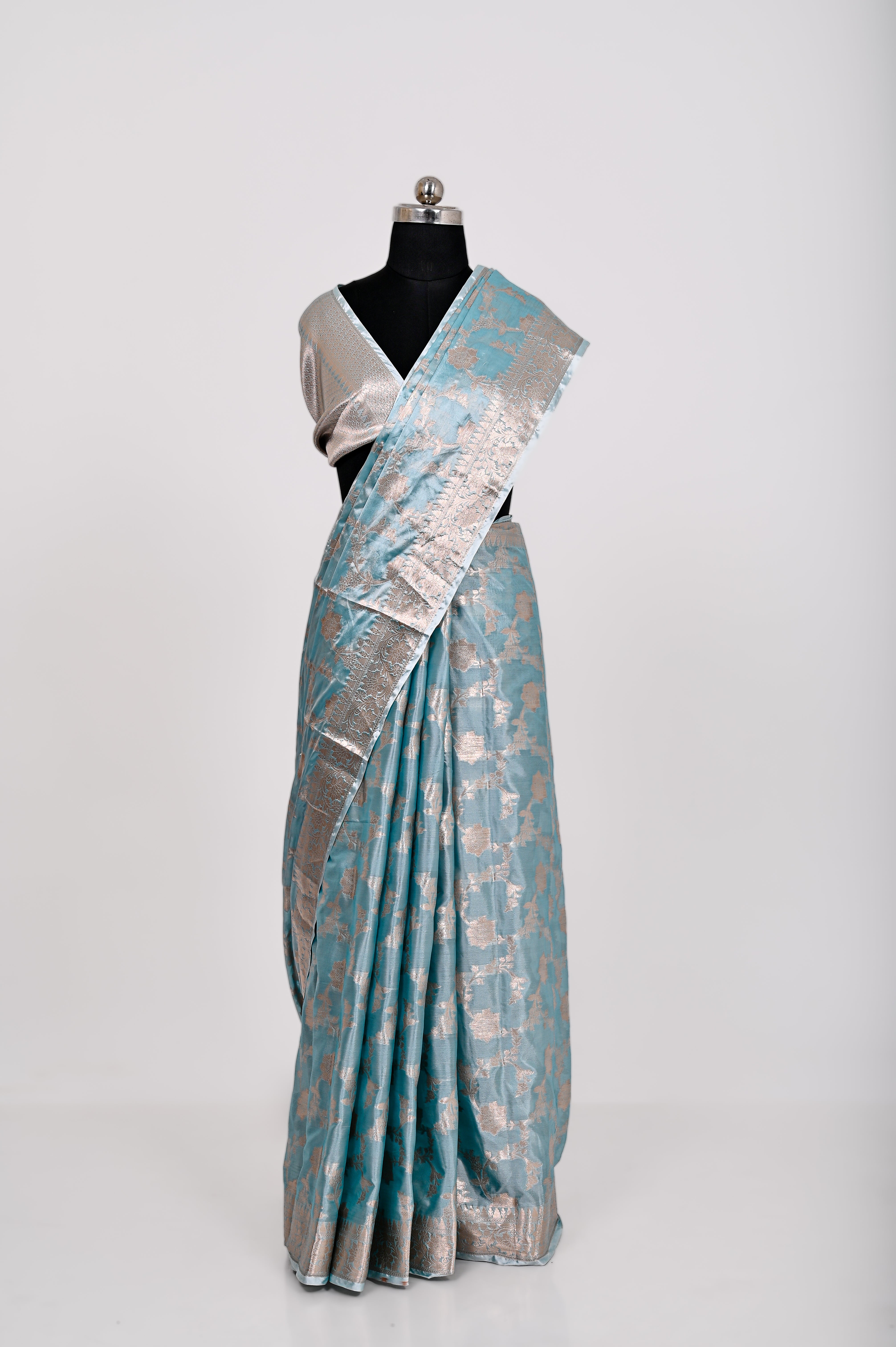 Fancy Paper Soft Silk Handwoven Saree C- Green