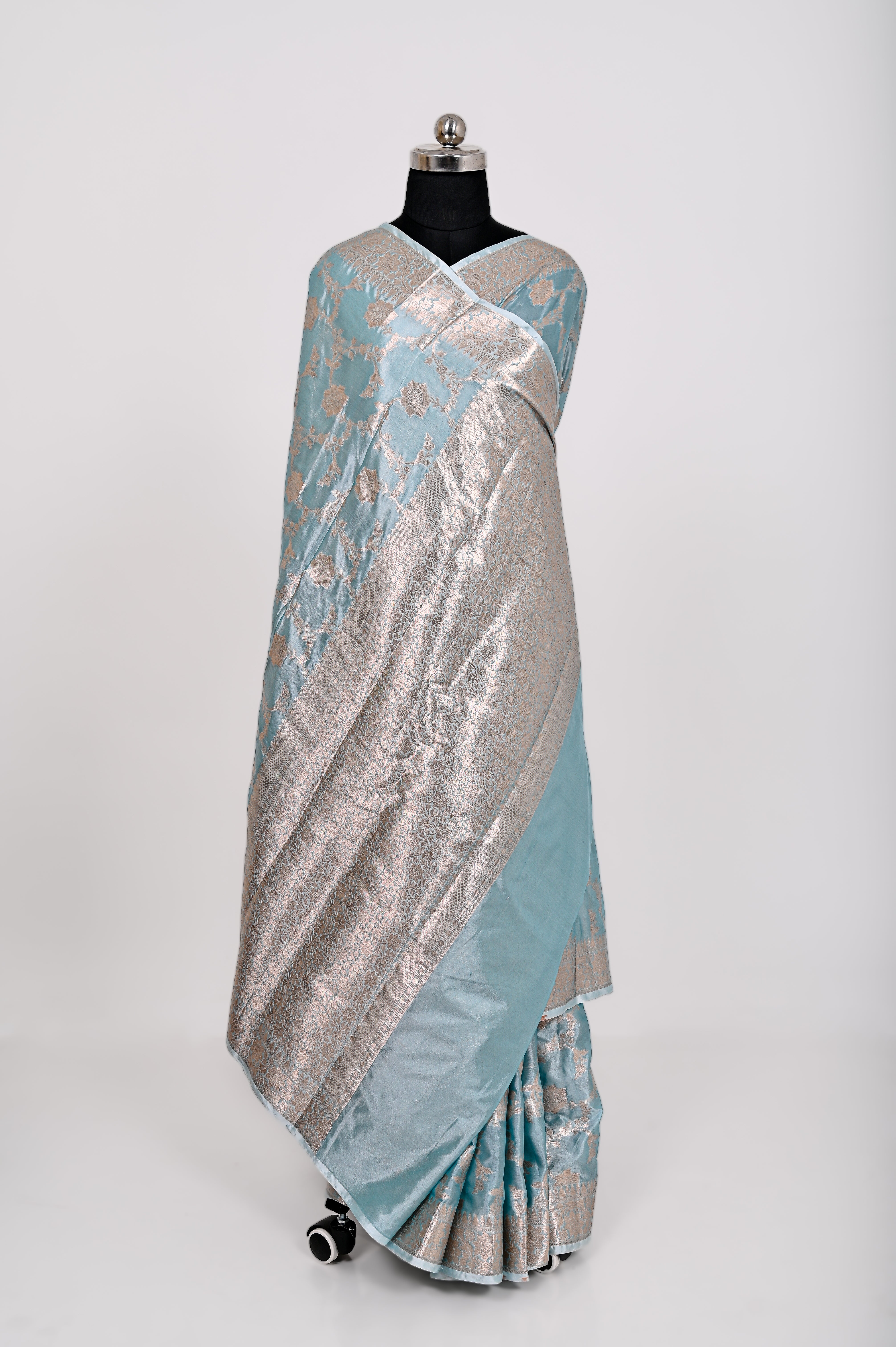 Fancy Paper Soft Silk Handwoven Saree C- Green