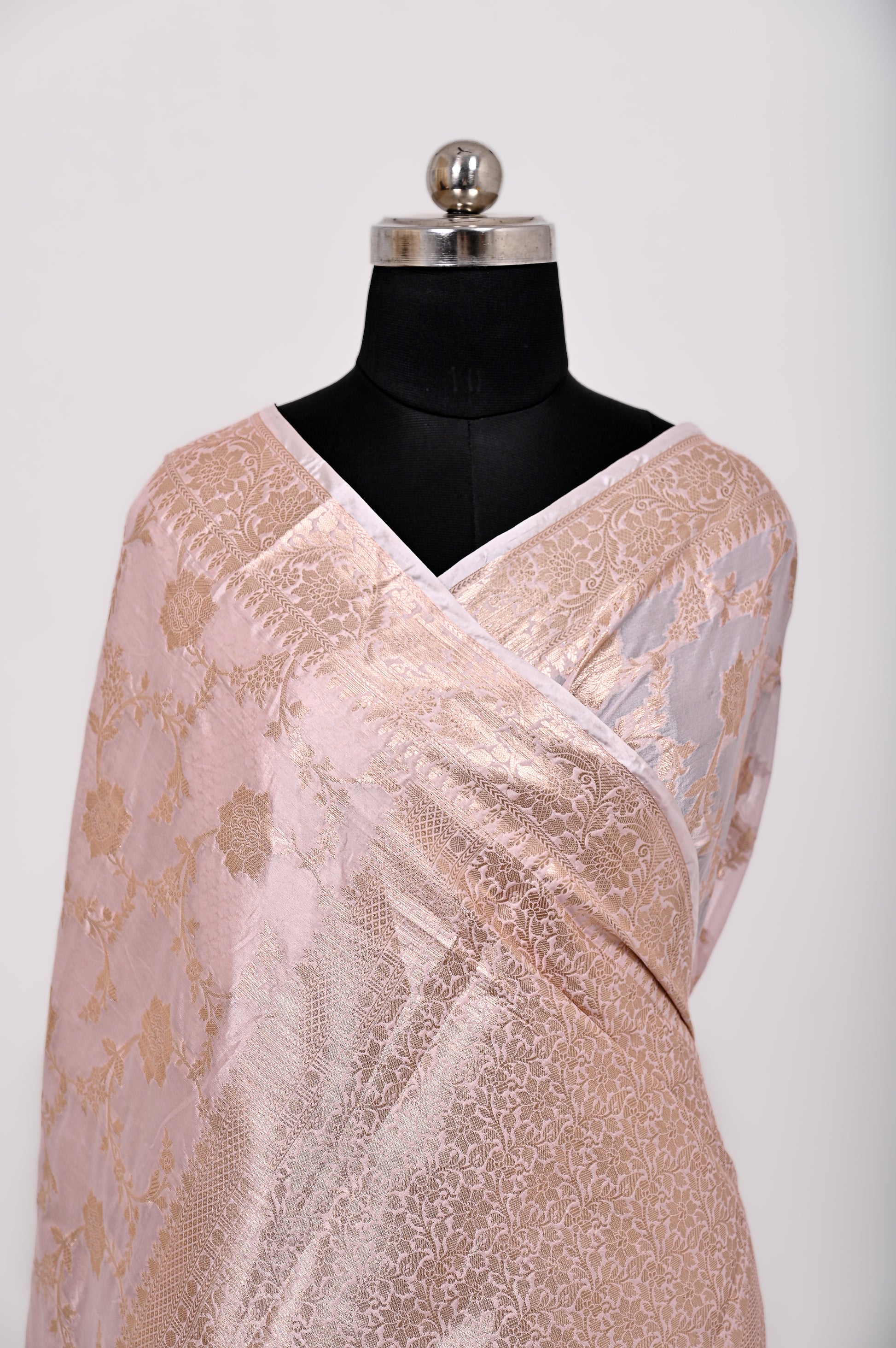 Fancy Paper Soft Silk Handwoven Saree Light English Pink