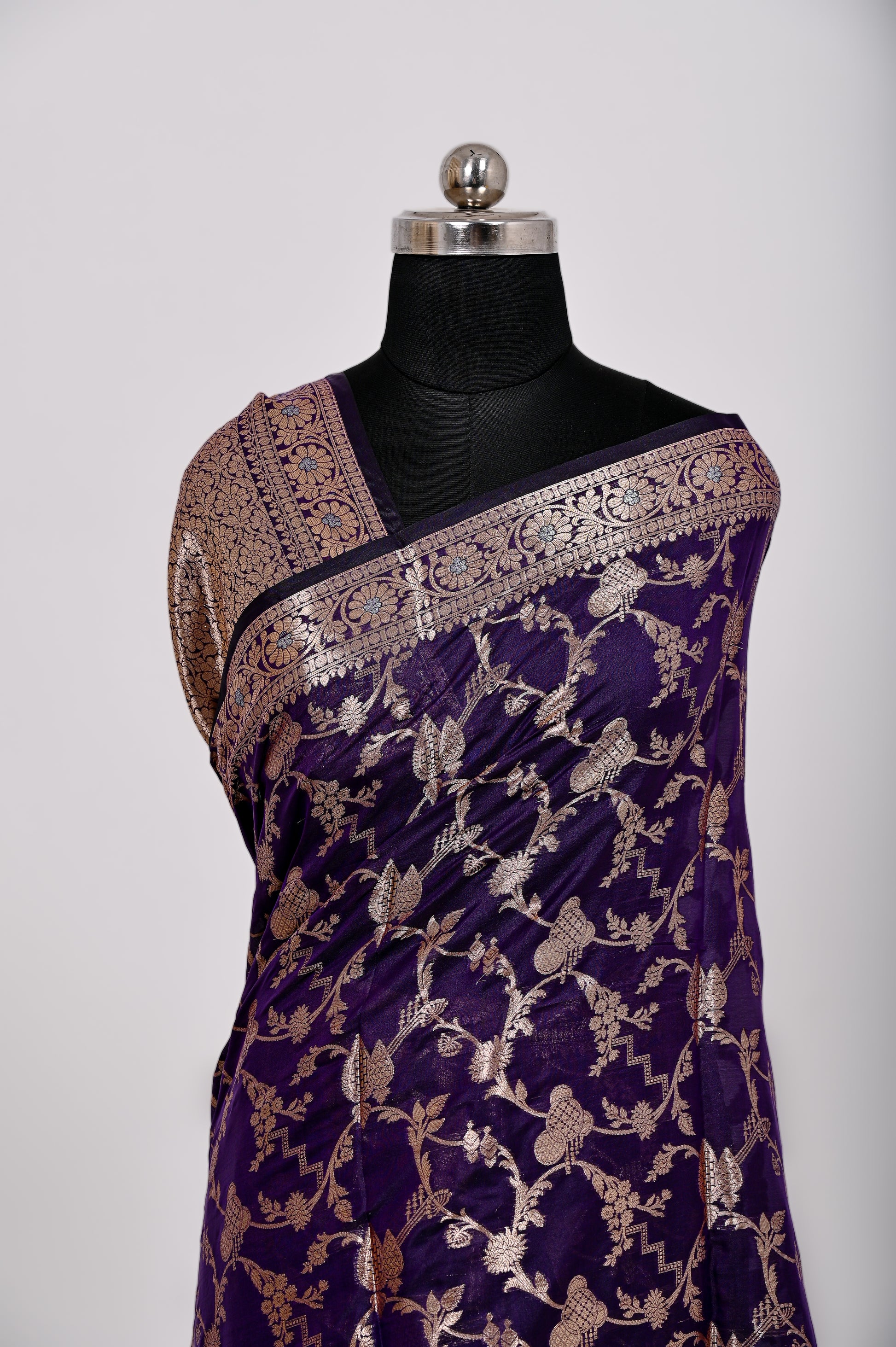 Fancy Paper Soft Silk Handwoven Saree Royal Blue