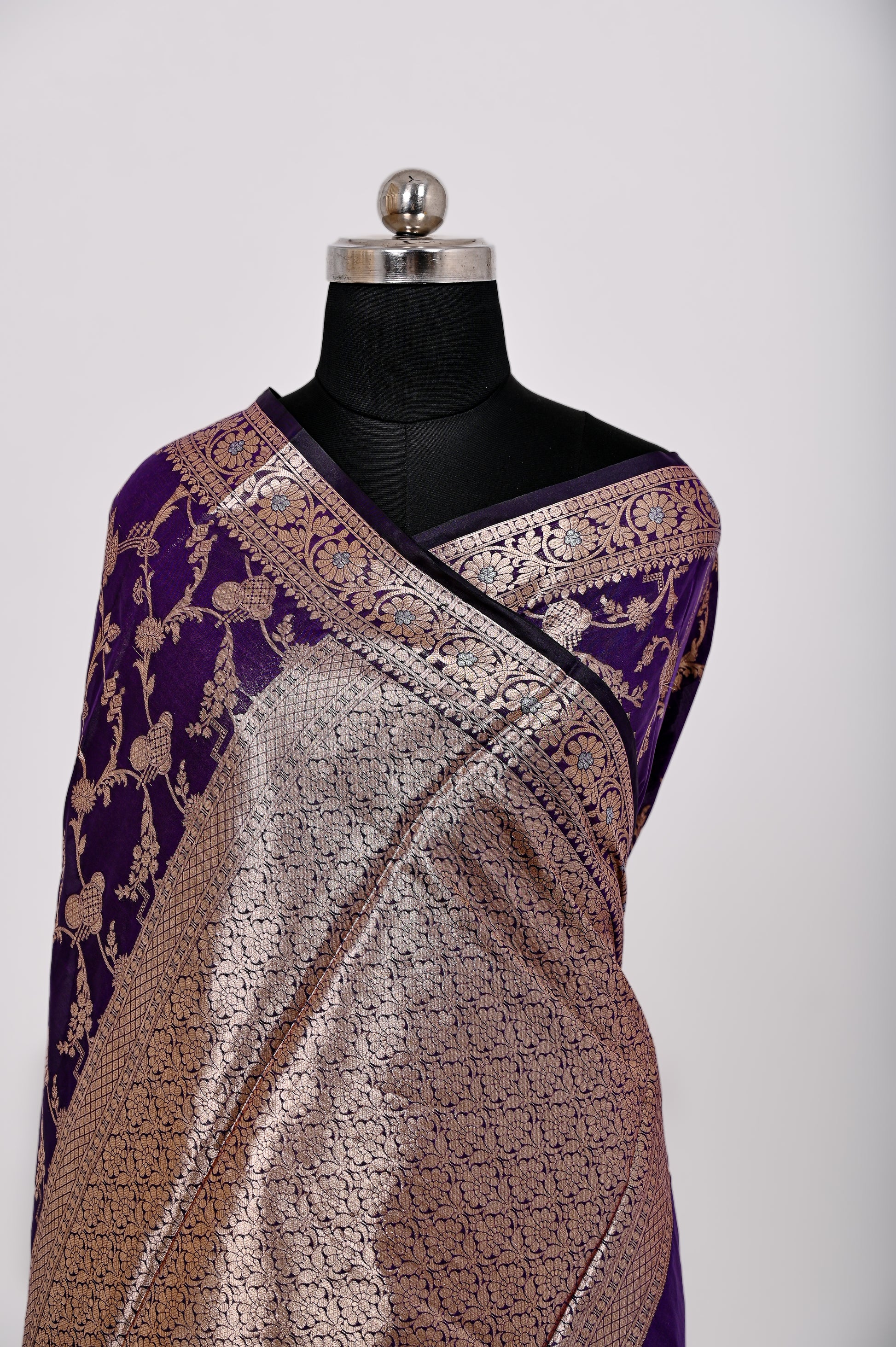Fancy Paper Soft Silk Handwoven Saree Royal Blue