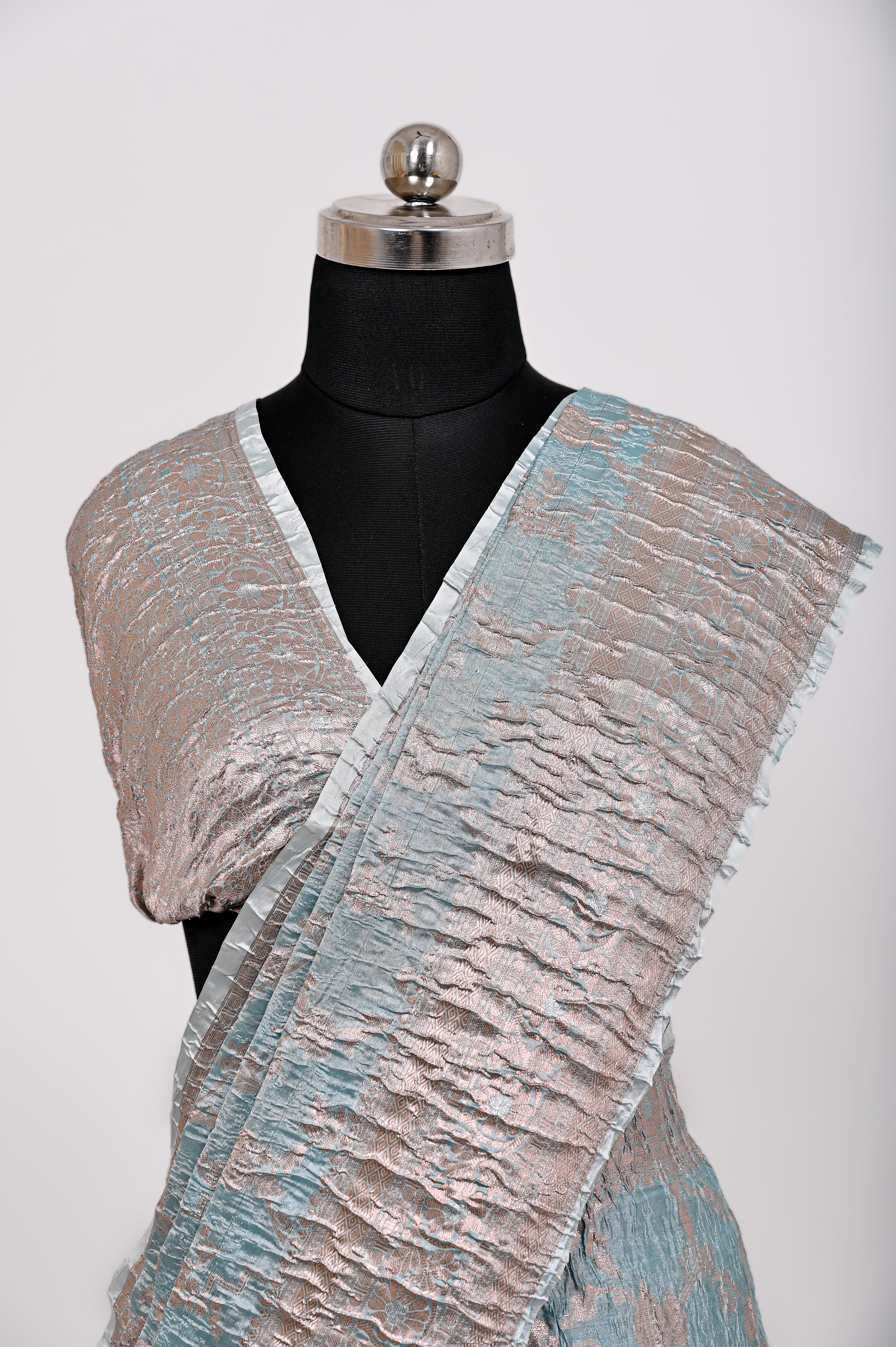 Fancy Paper Soft Silk Handwoven Crush Saree C - Green
