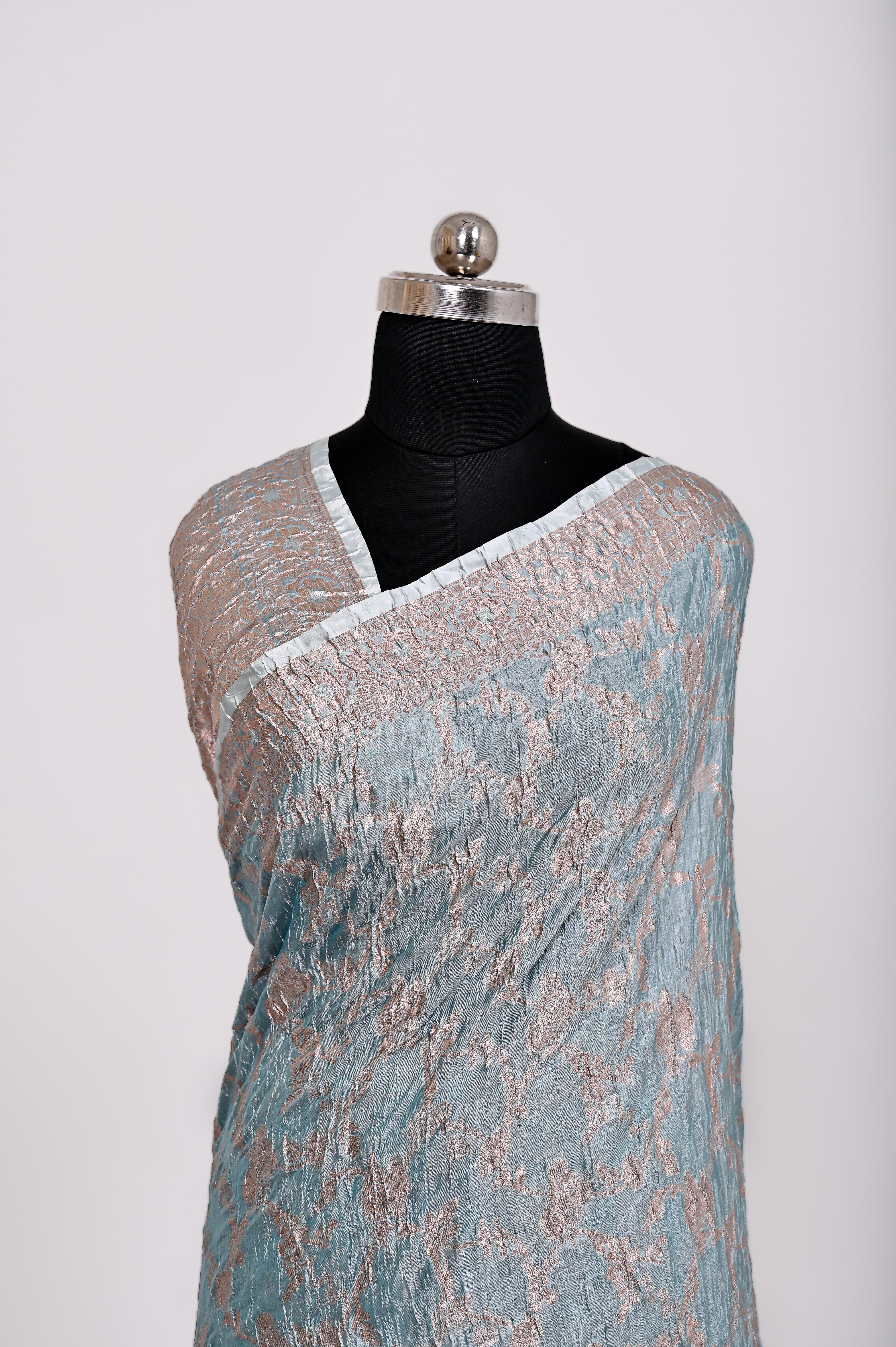 Fancy Paper Soft Silk Handwoven Crush Saree C - Green