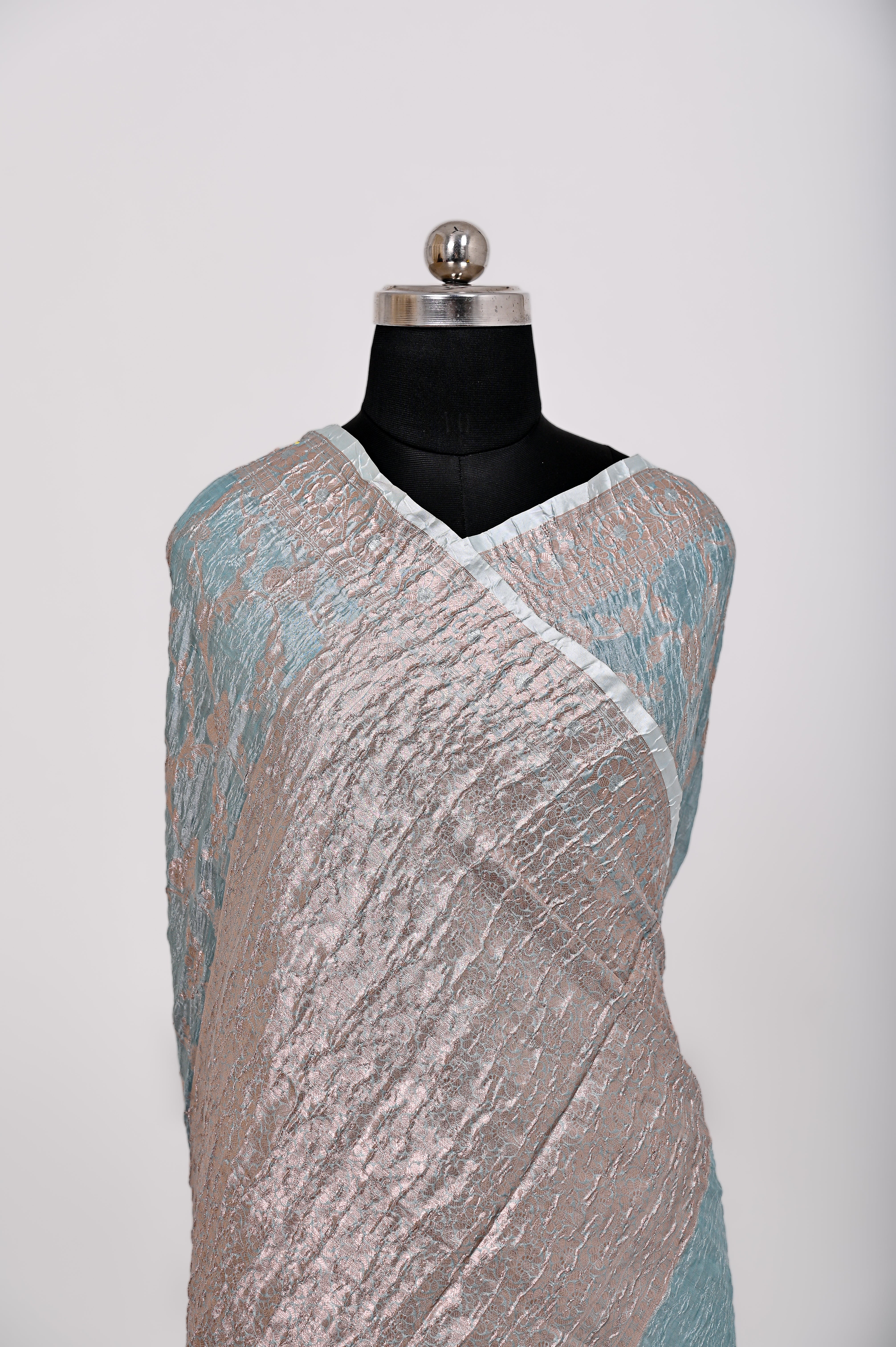 Fancy Paper Soft Silk Handwoven Crush Saree C - Green
