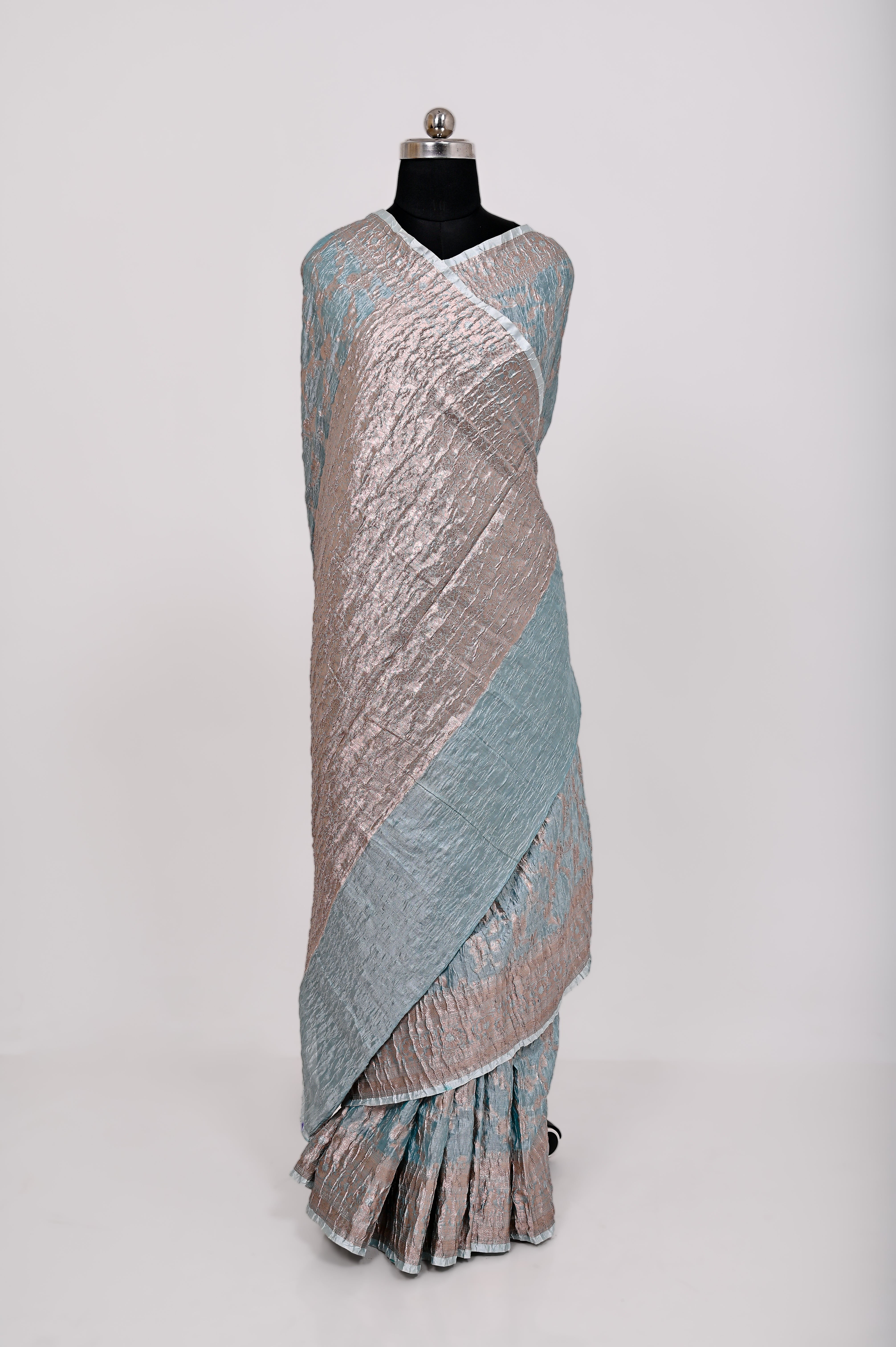 Fancy Paper Soft Silk Handwoven Crush Saree C - Green