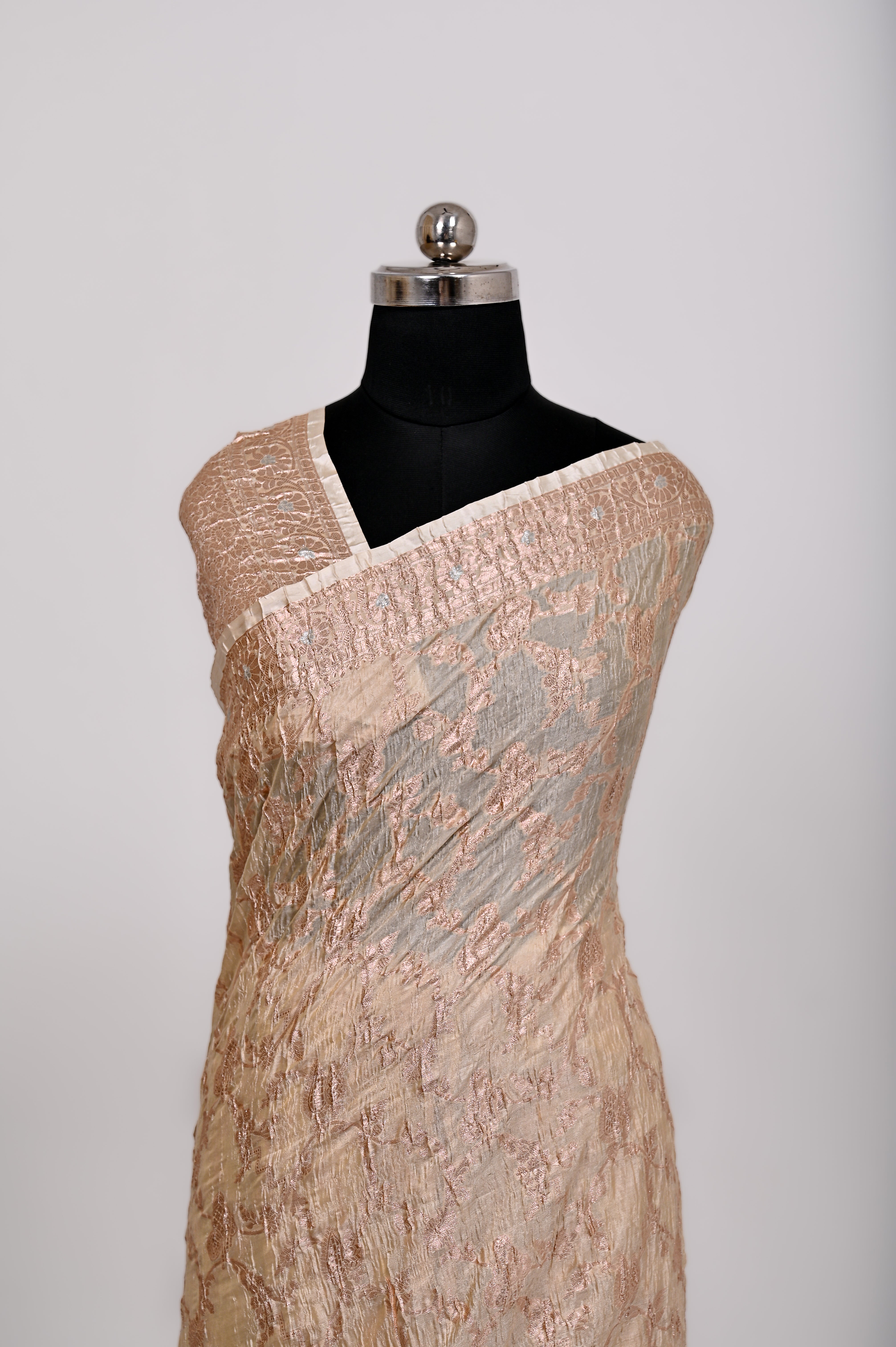 Fancy Paper Soft Silk Handwoven Crush Saree Tasar ( cheeku )