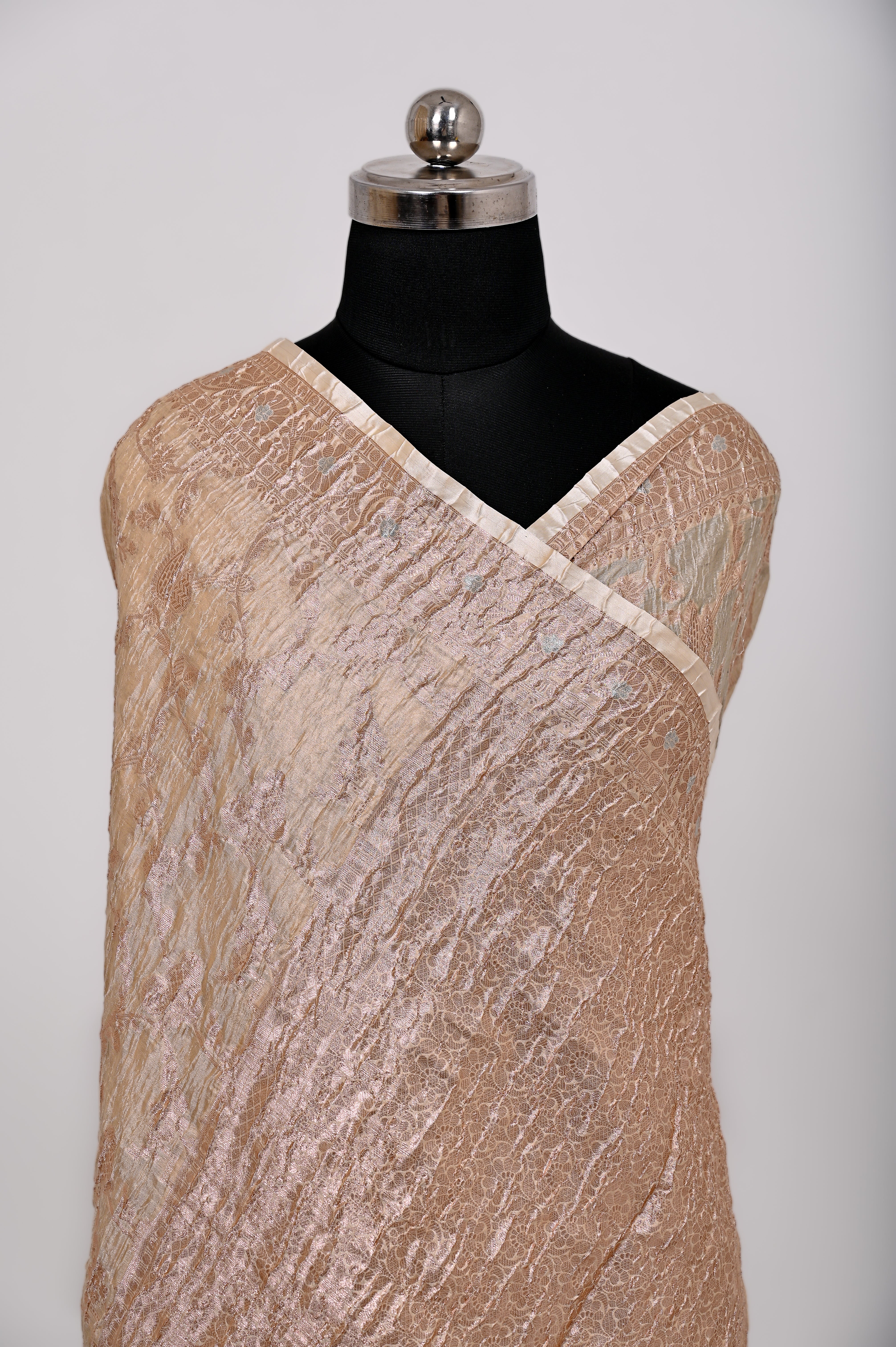 Fancy Paper Soft Silk Handwoven Crush Saree Tasar ( cheeku )