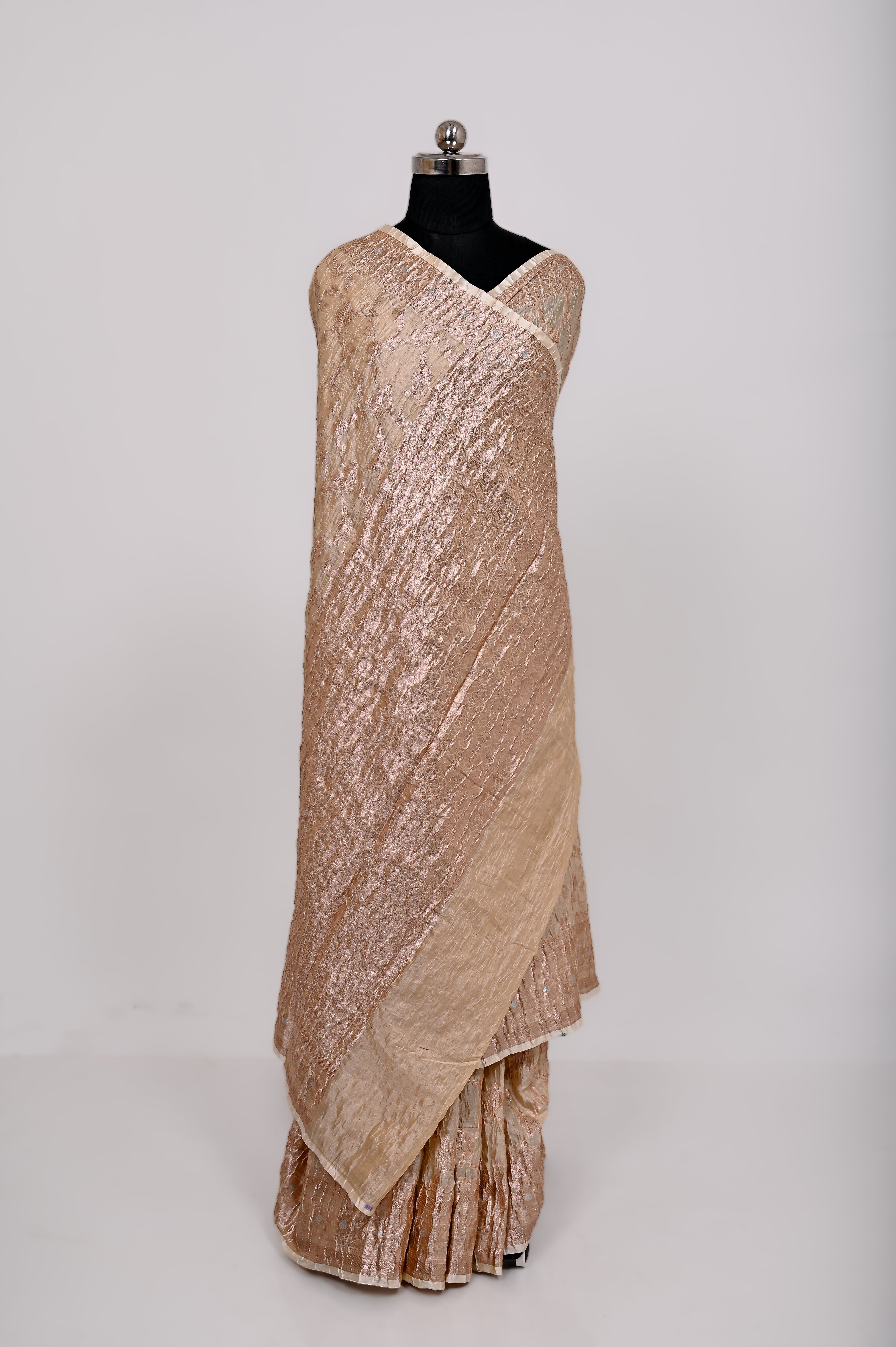 Fancy Paper Soft Silk Handwoven Crush Saree Tasar ( cheeku )