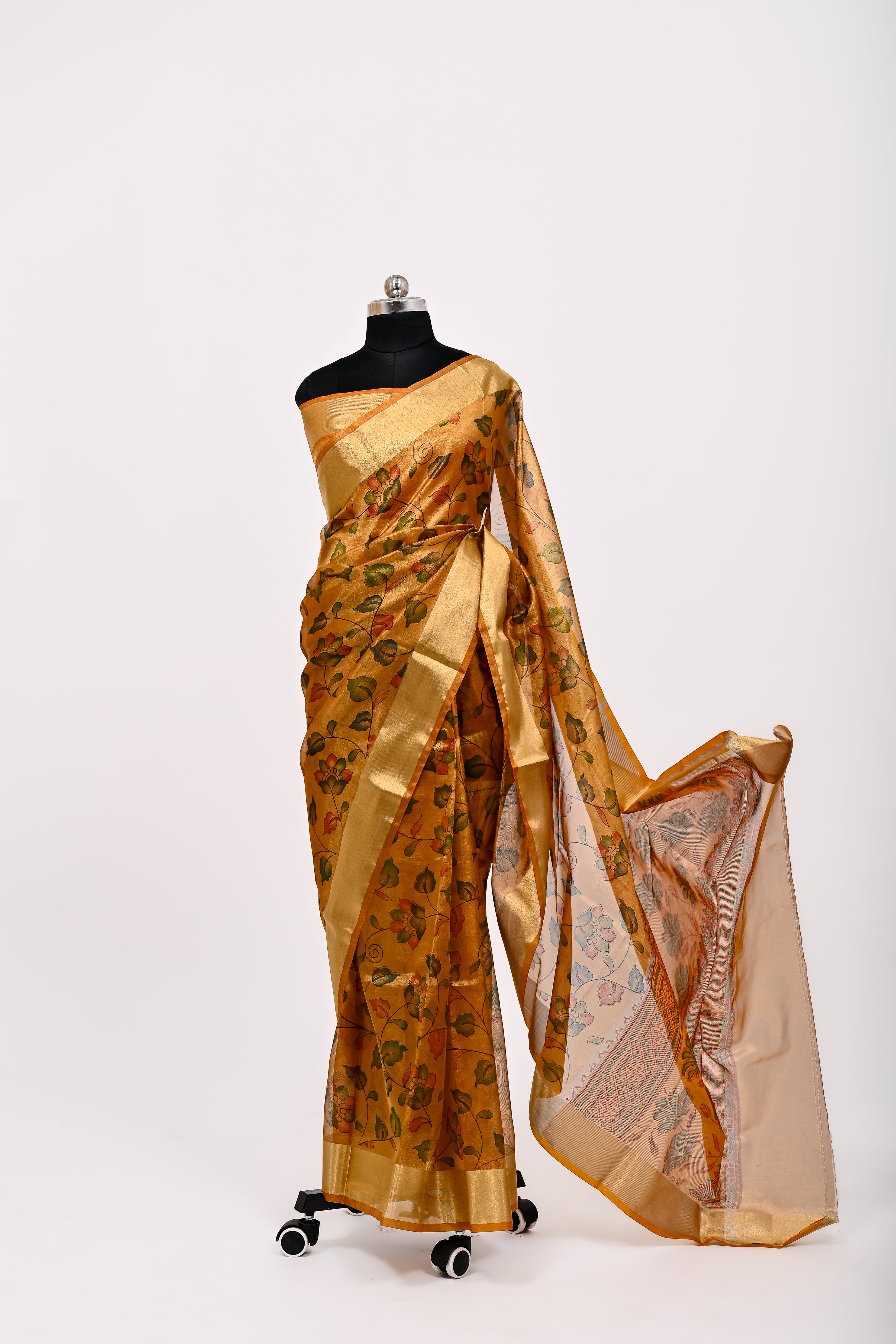 Banarsi Tissue Silk Printed Saree Mustrad