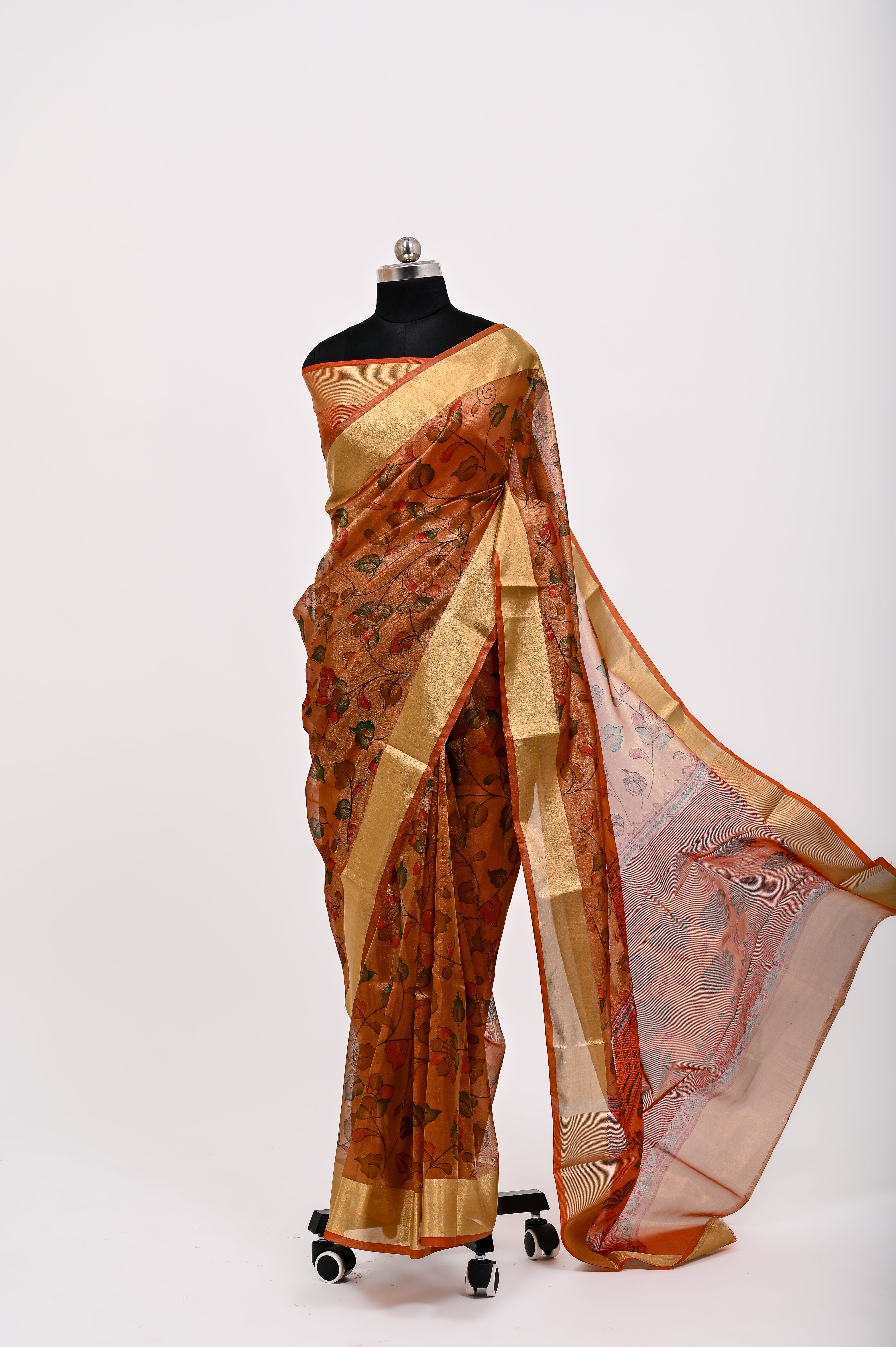Banarsi Tissue Silk Printed Saree Mustrad