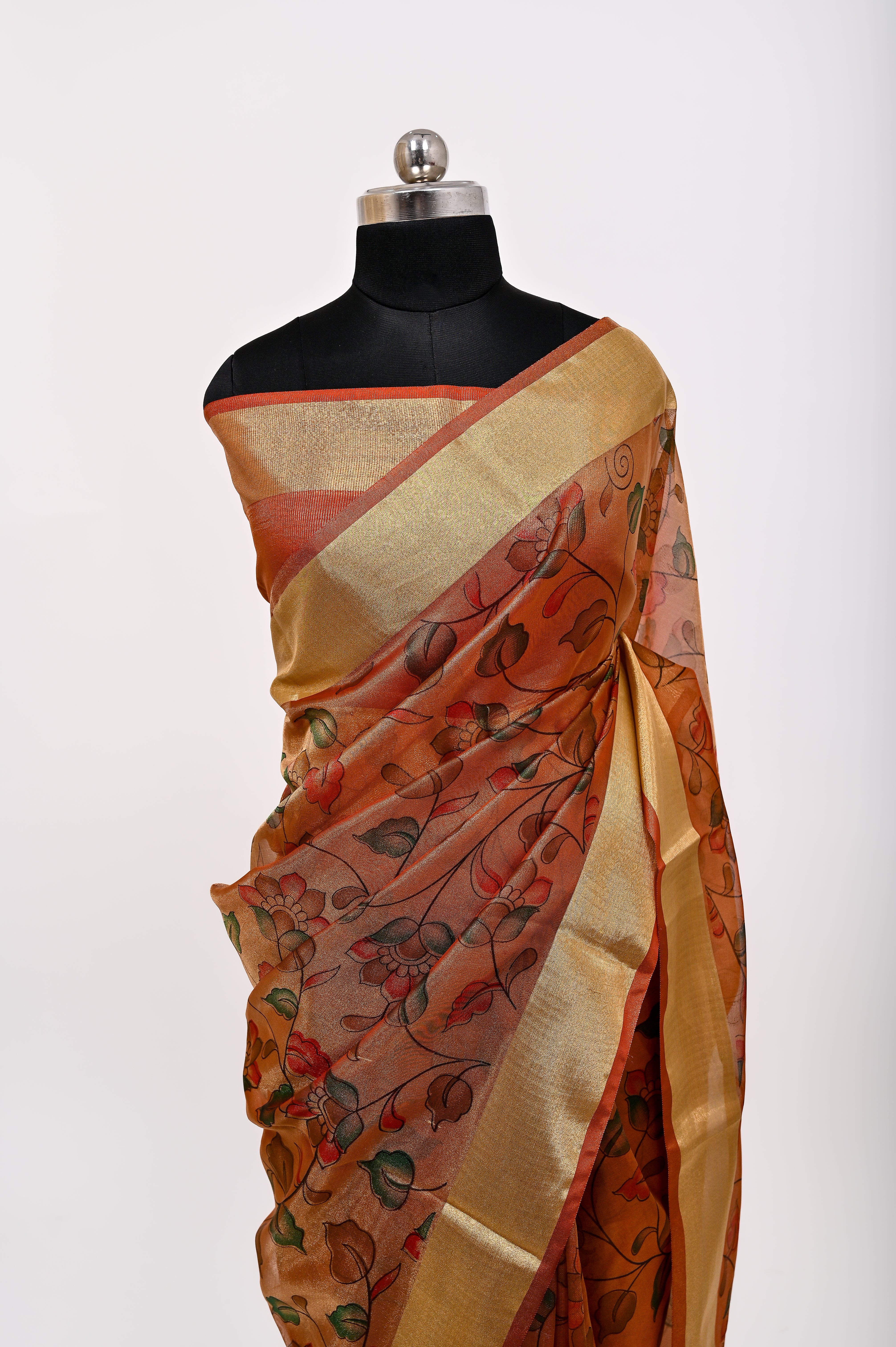 Banarsi Tissue Silk Printed Saree Mustrad