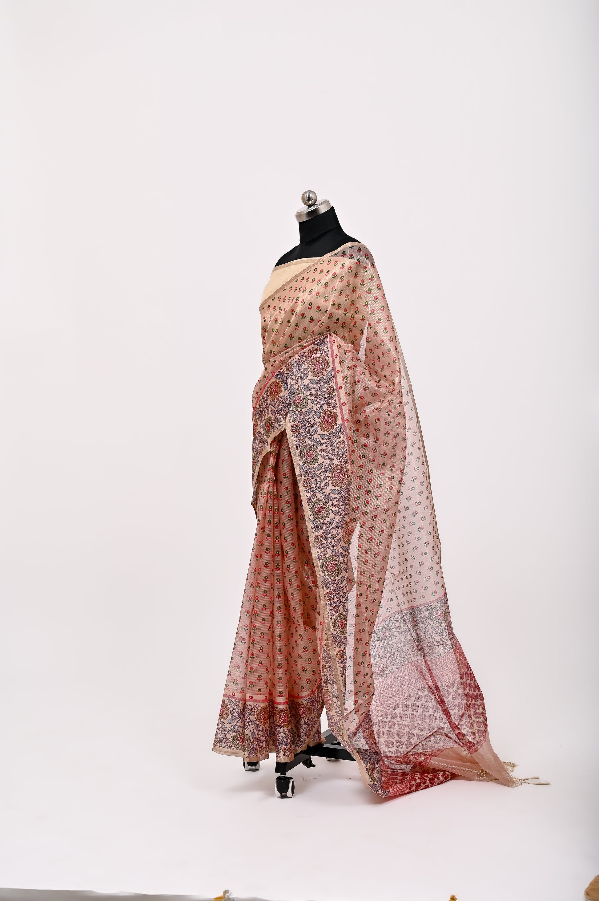 Banarsi Cotton Silk Printed Saree Light Pich