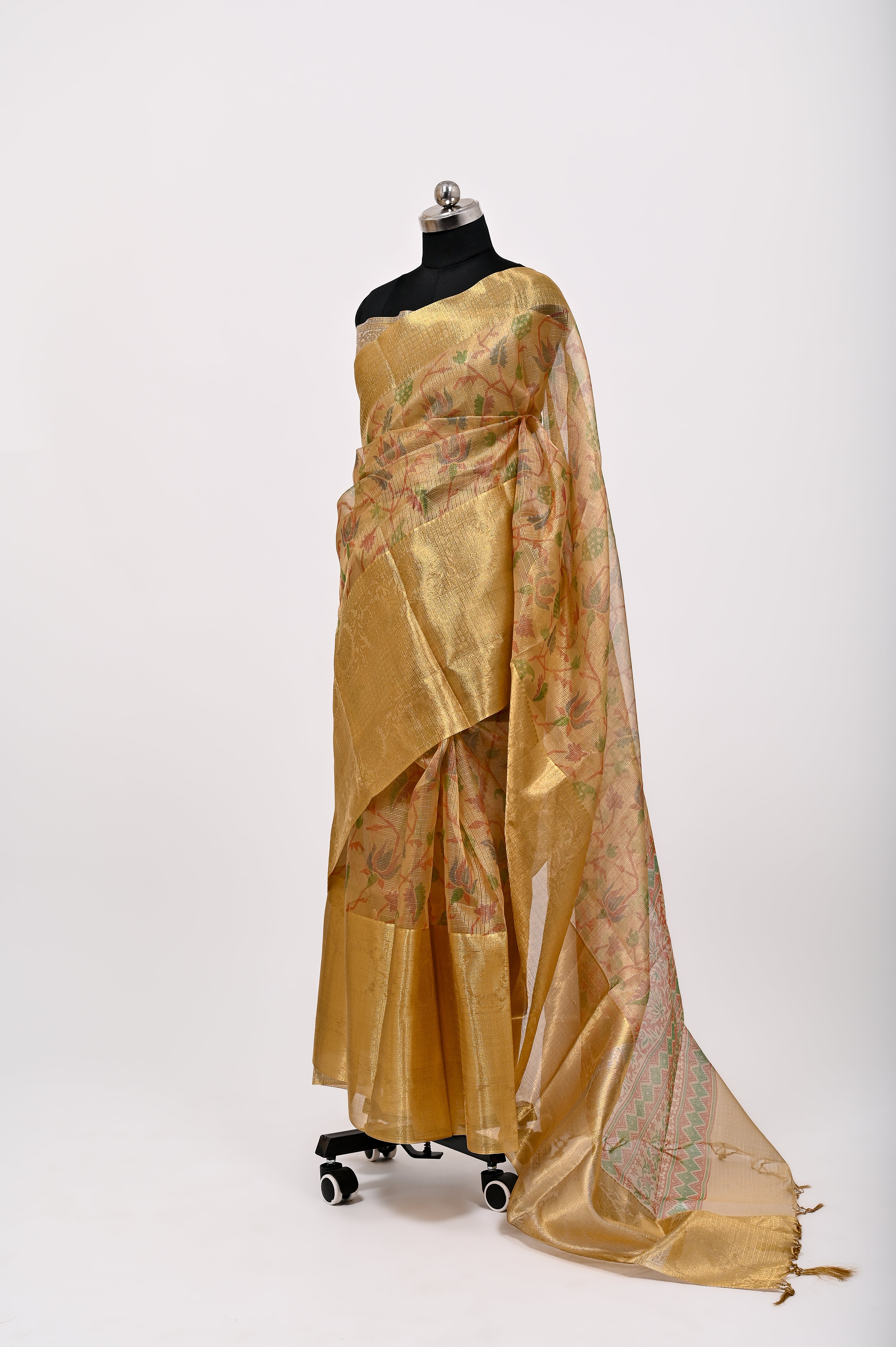 Banarsi Kota Chex Tissue Silk Printed Saree Cheeku