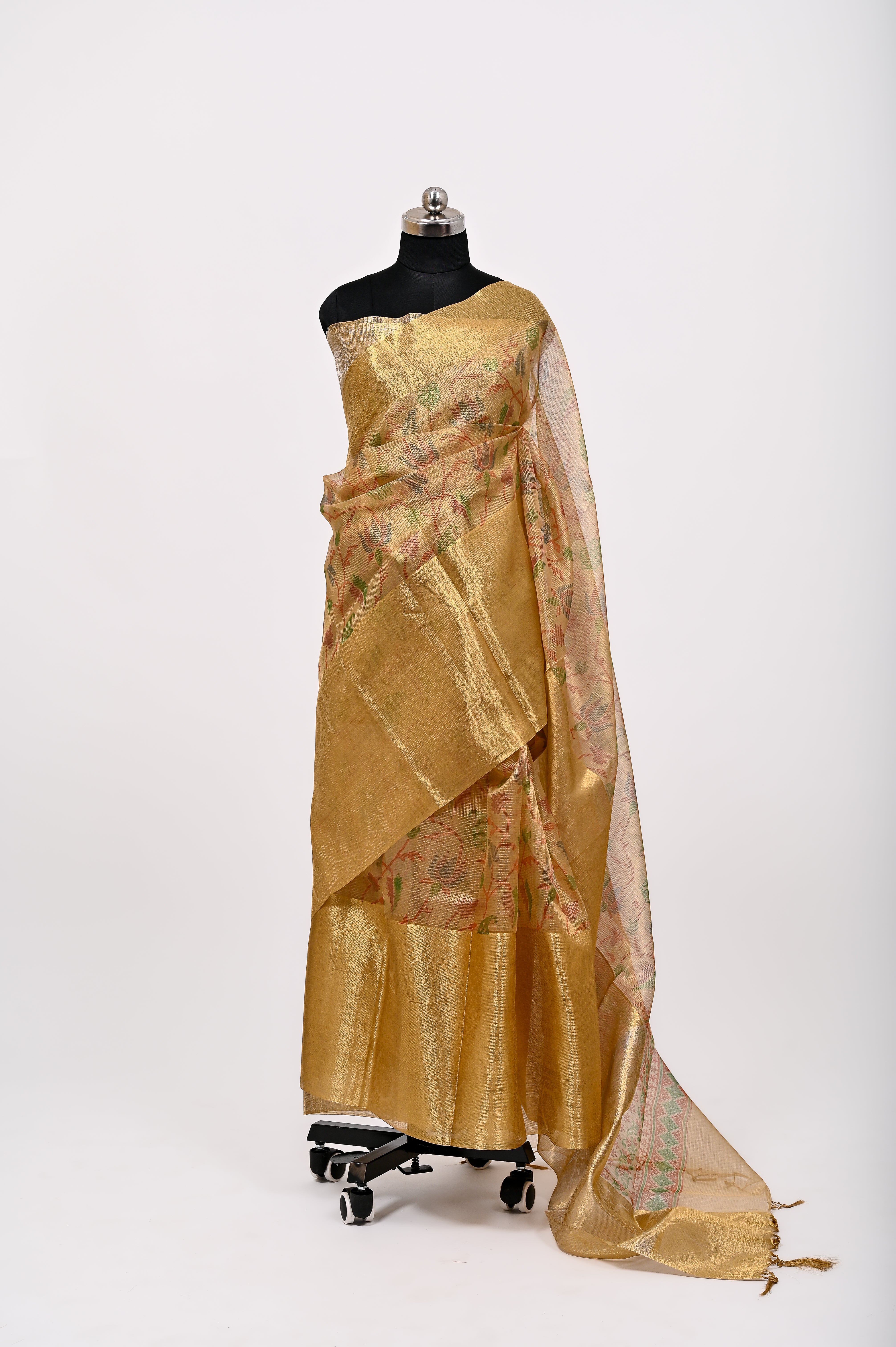 Banarsi Kota Chex Tissue Silk Printed Saree Cheeku