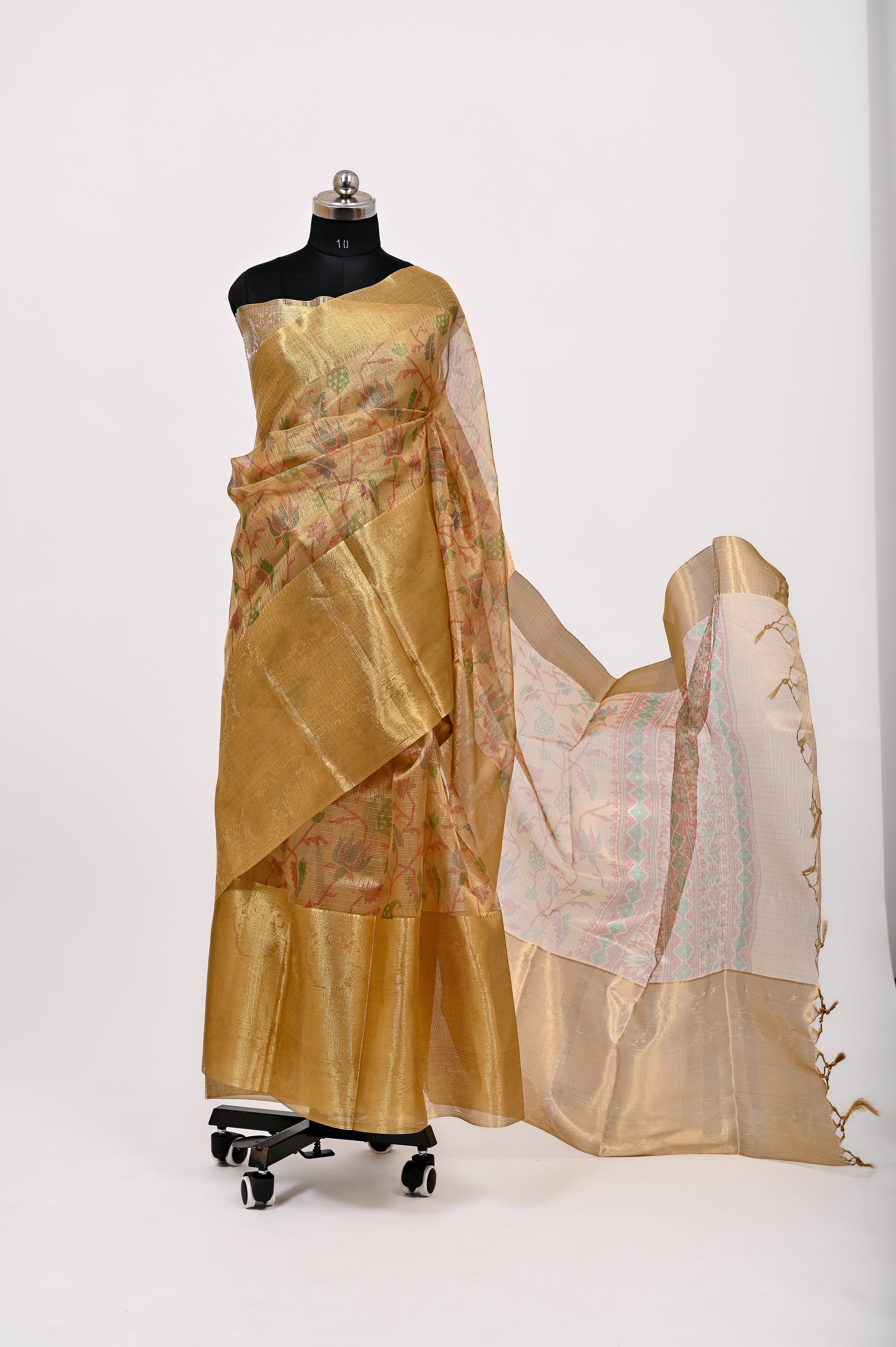 Banarsi Kota Chex Tissue Silk Printed Saree Cheeku