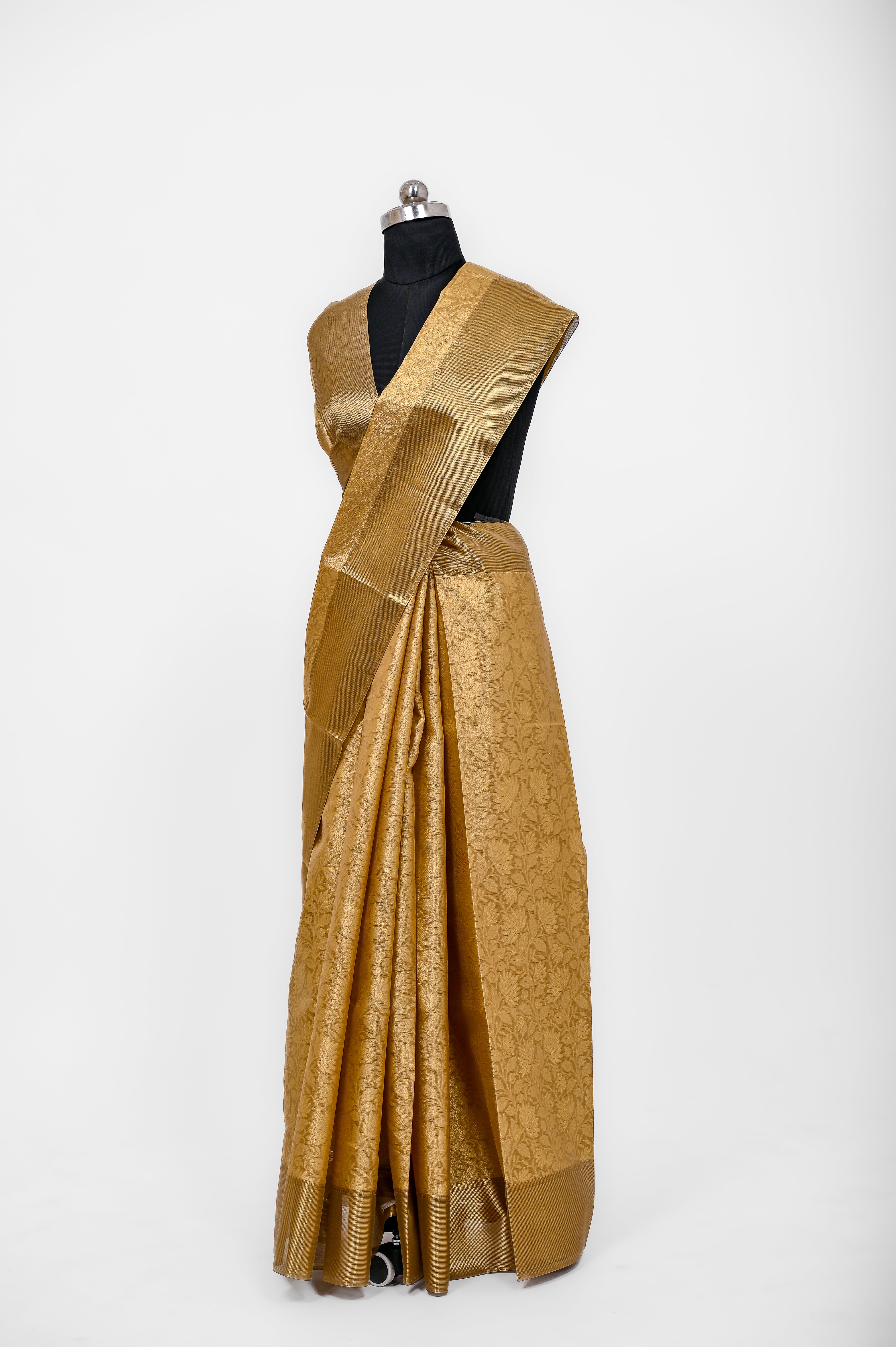 Handwoven Neeta Ambani Banarsi Soft Tissue Silk Saree Light Gold