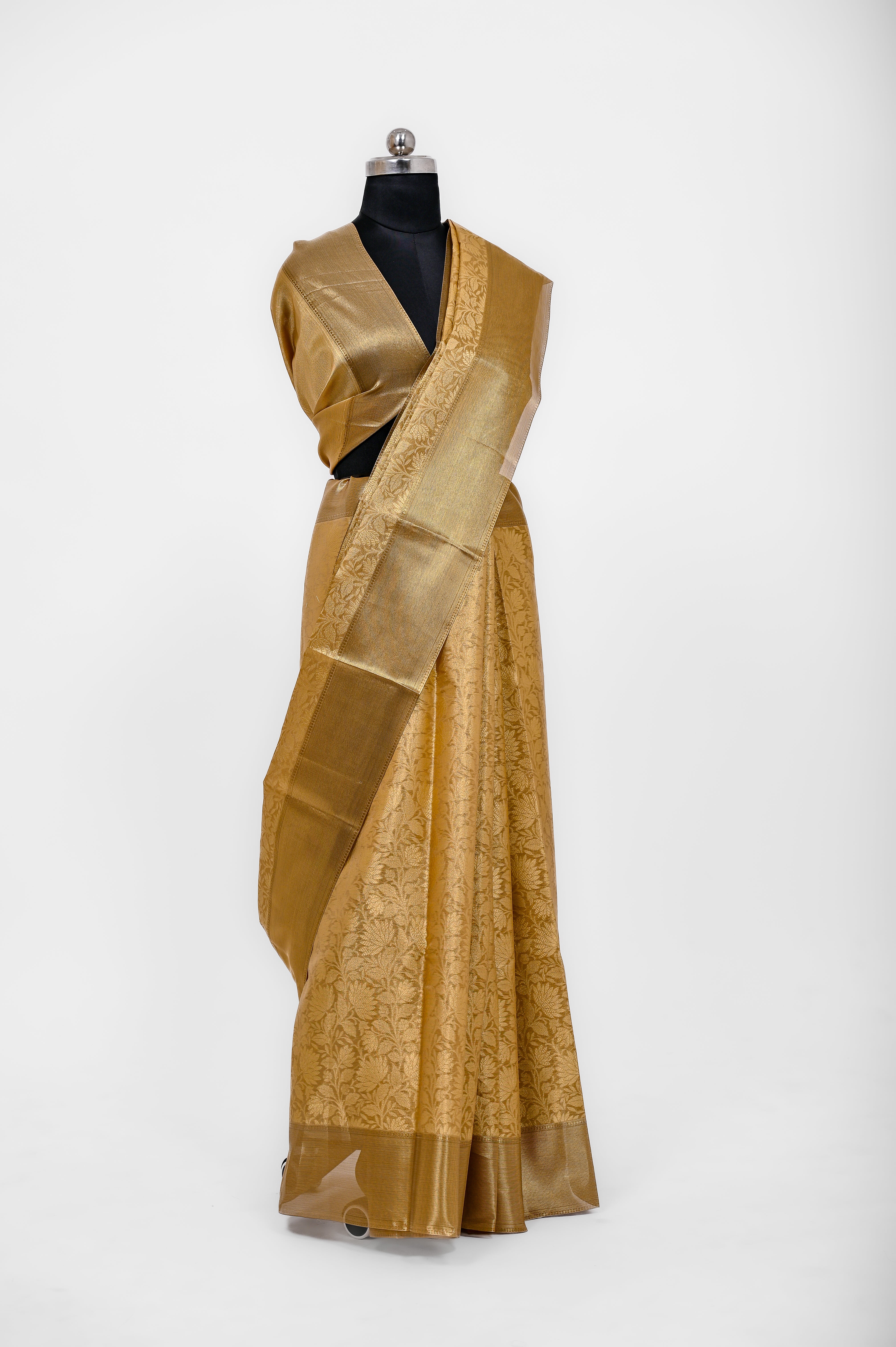 Handwoven Neeta Ambani Banarsi Soft Tissue Silk Saree Light Gold