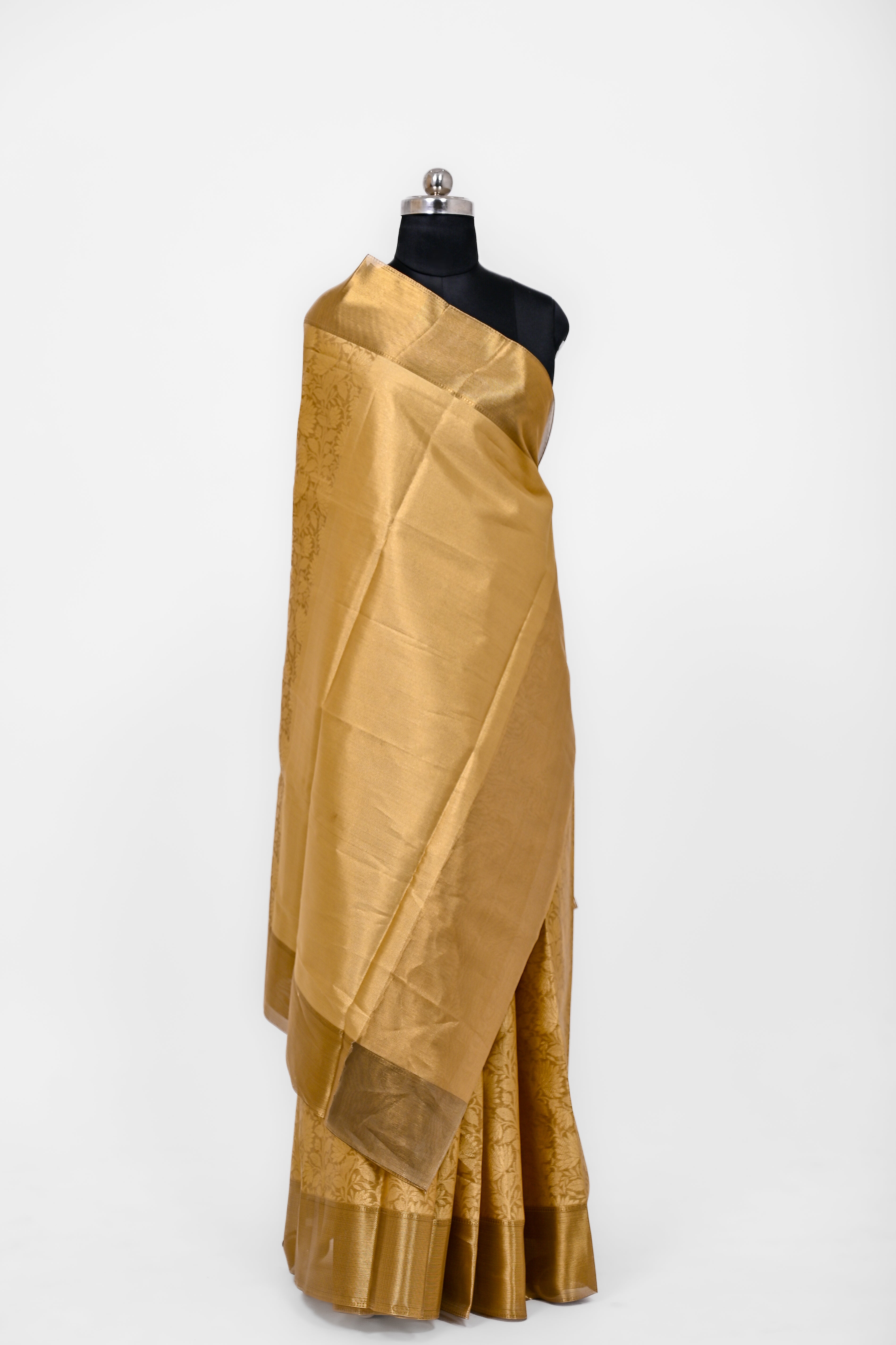 Handwoven Neeta Ambani Banarsi Soft Tissue Silk Saree Light Gold