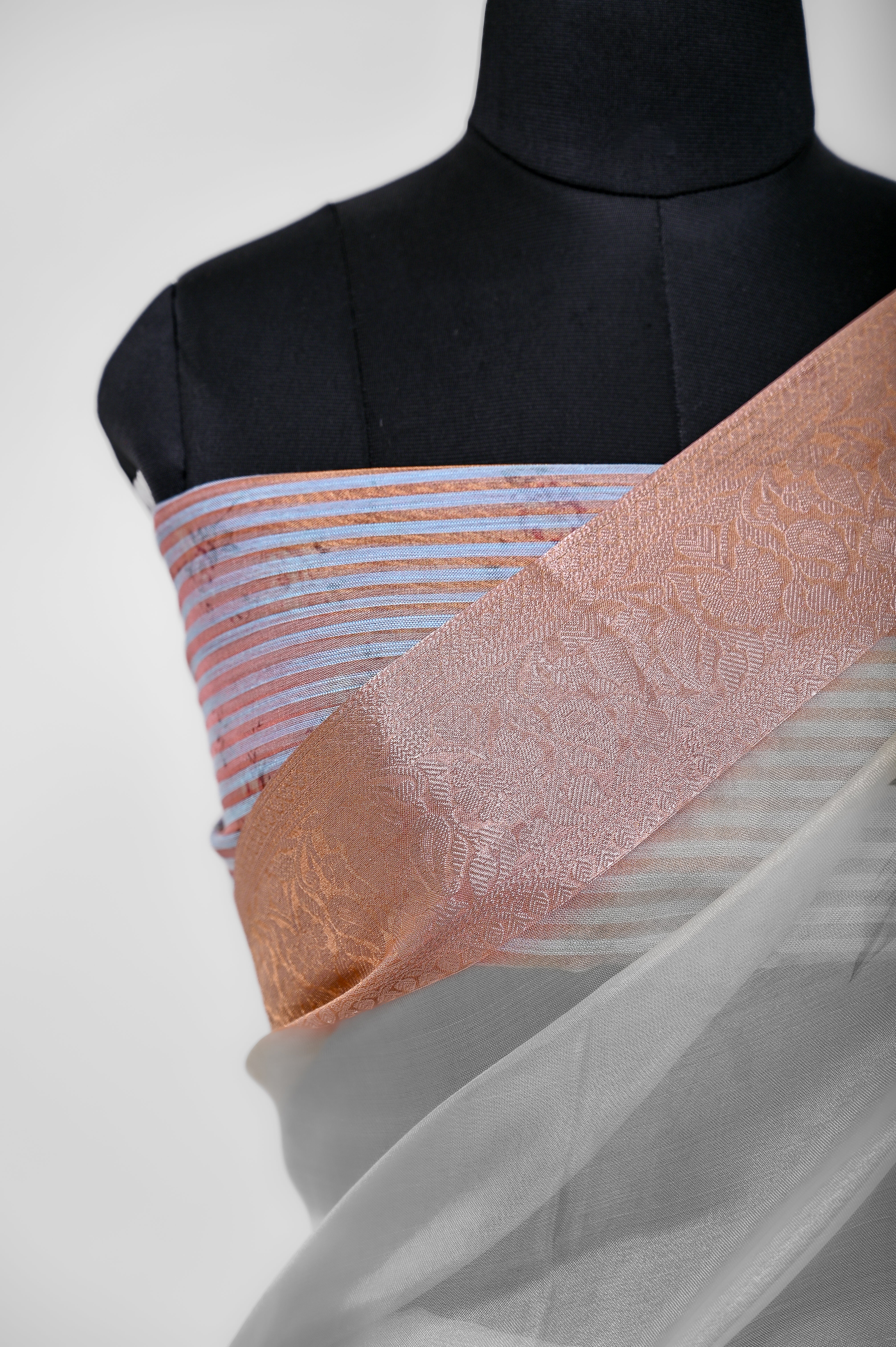 Pure Banarsi Tissue Silk Digital Print Saree Double Mix Shadow
