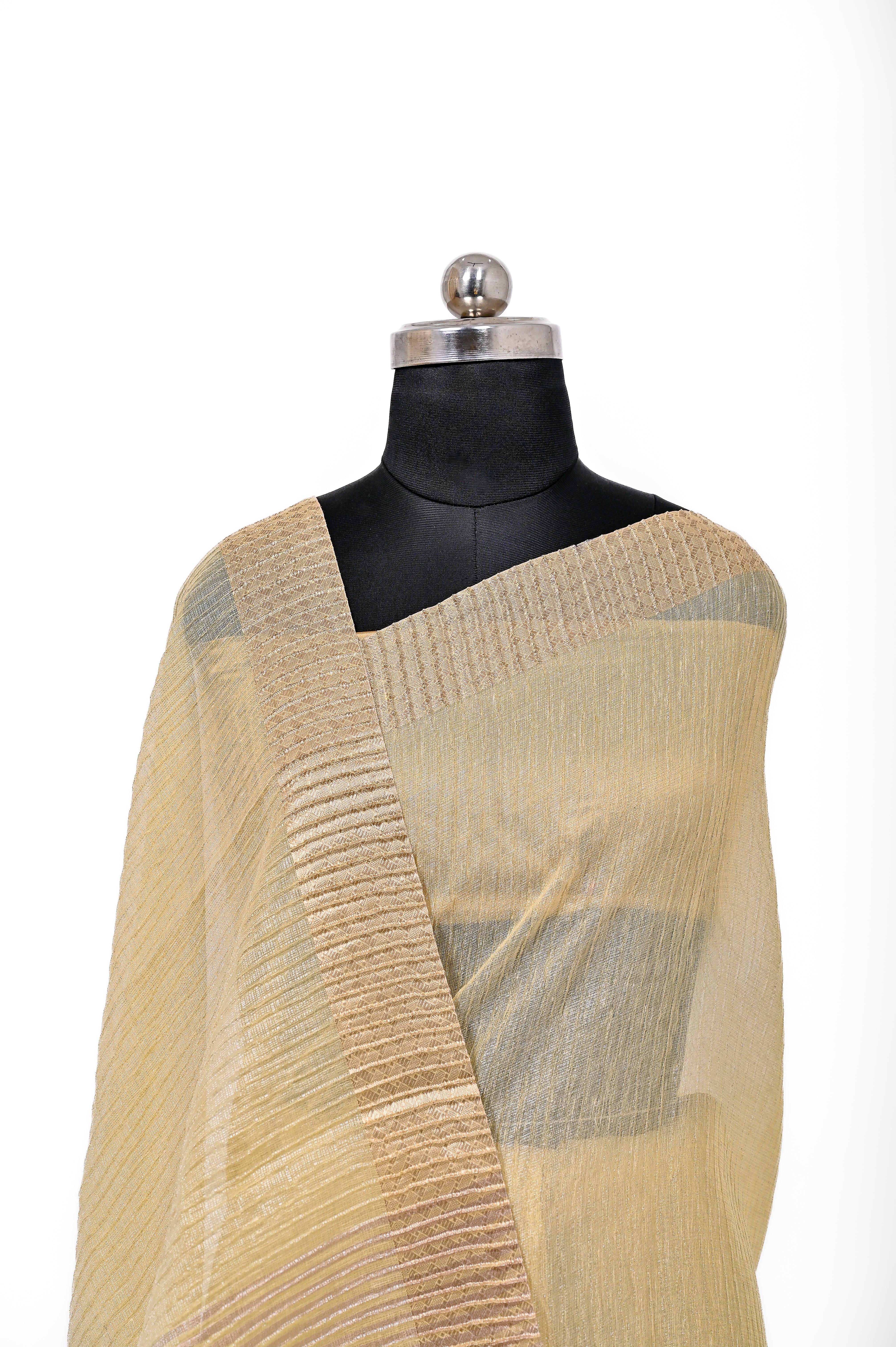 Pure Lilen Tissue Crush Silk Saree With Luxury Fabrics Dusty Lemon