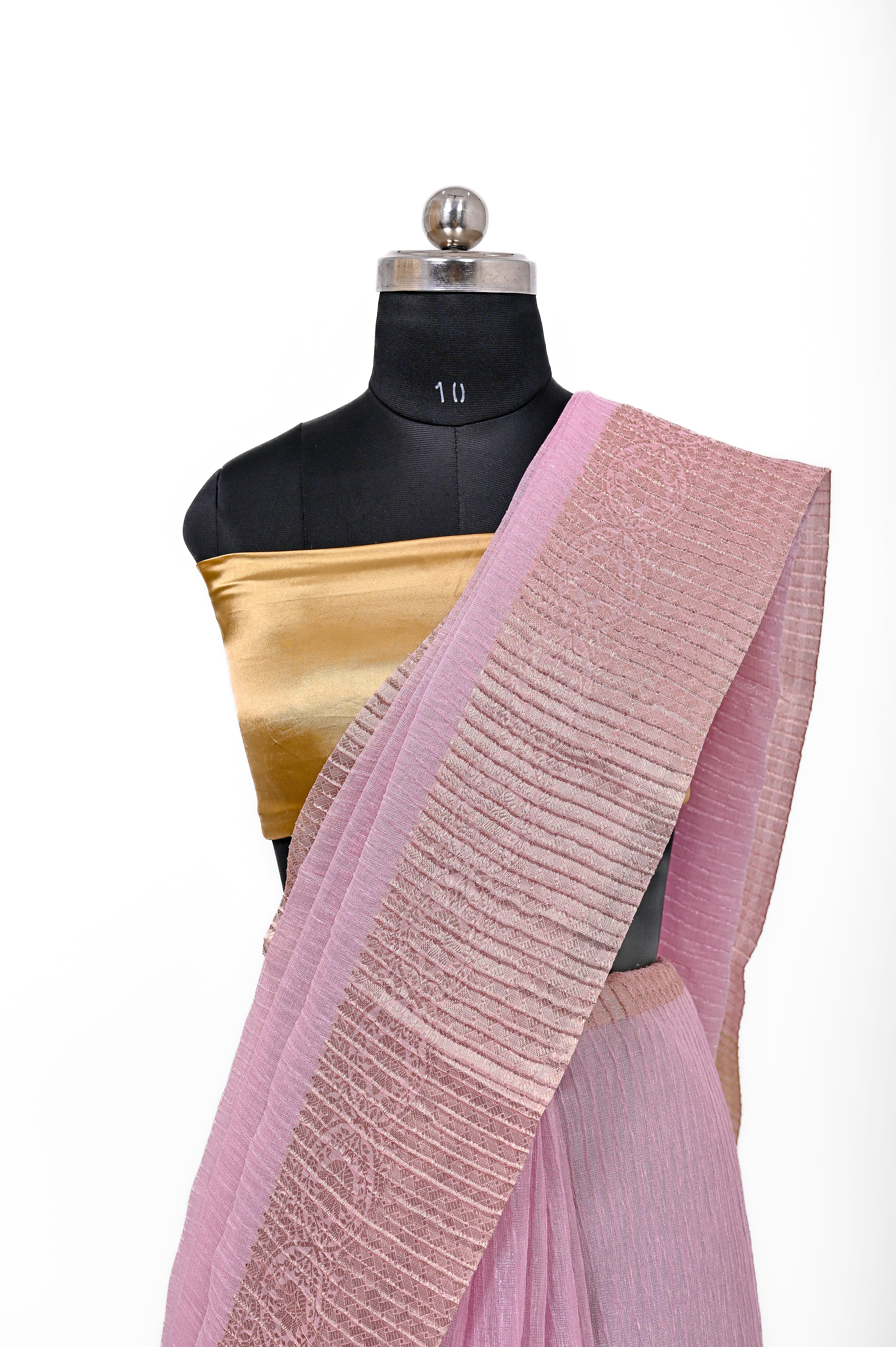 Pure Lilen Tissue Crush Silk Saree With Luxury Fabrics Light Baby Pink