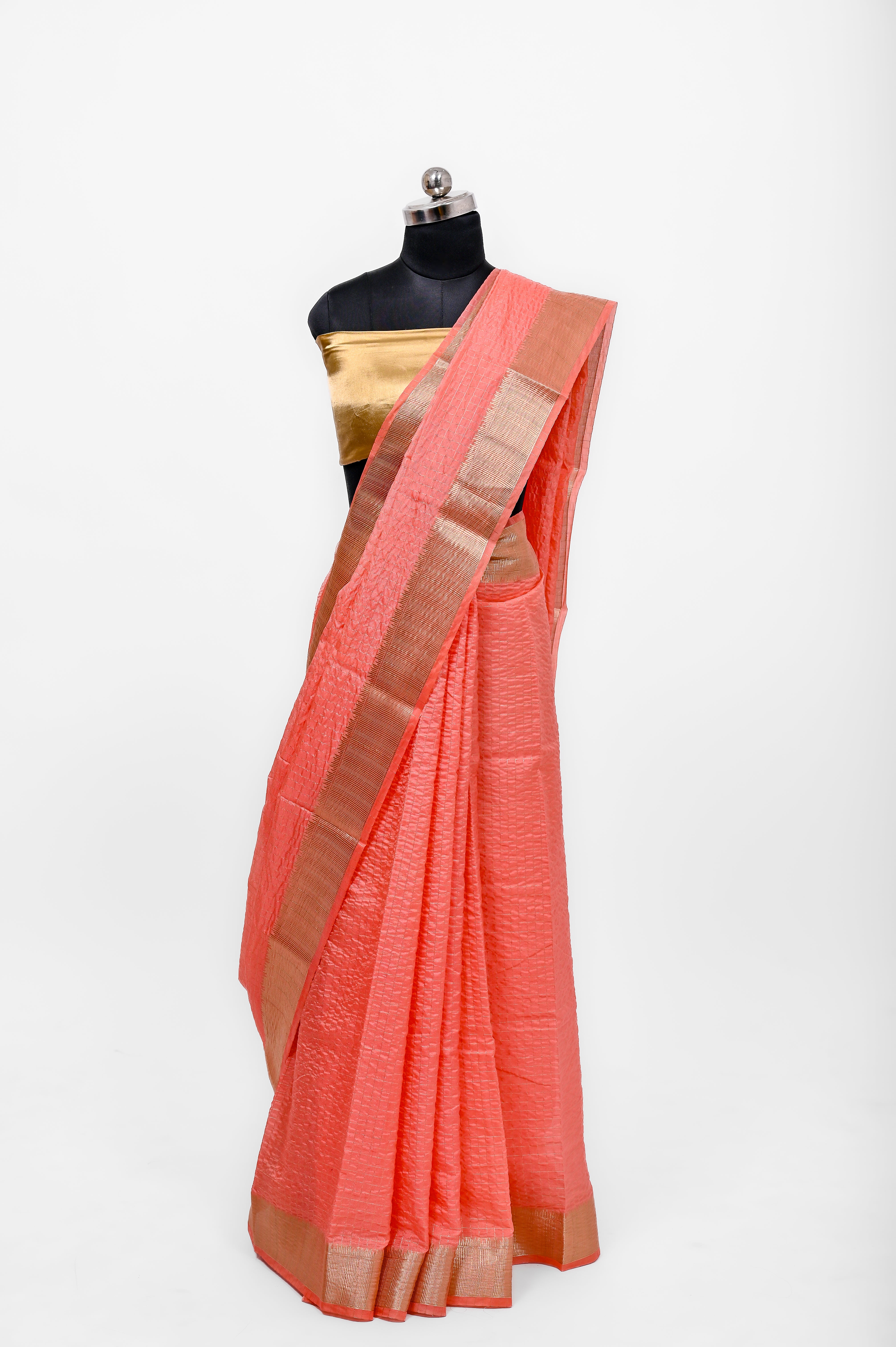 Handloom Dyble Soft Silk Zari Chex Sarees With Luxury Fabrics Light Pitch