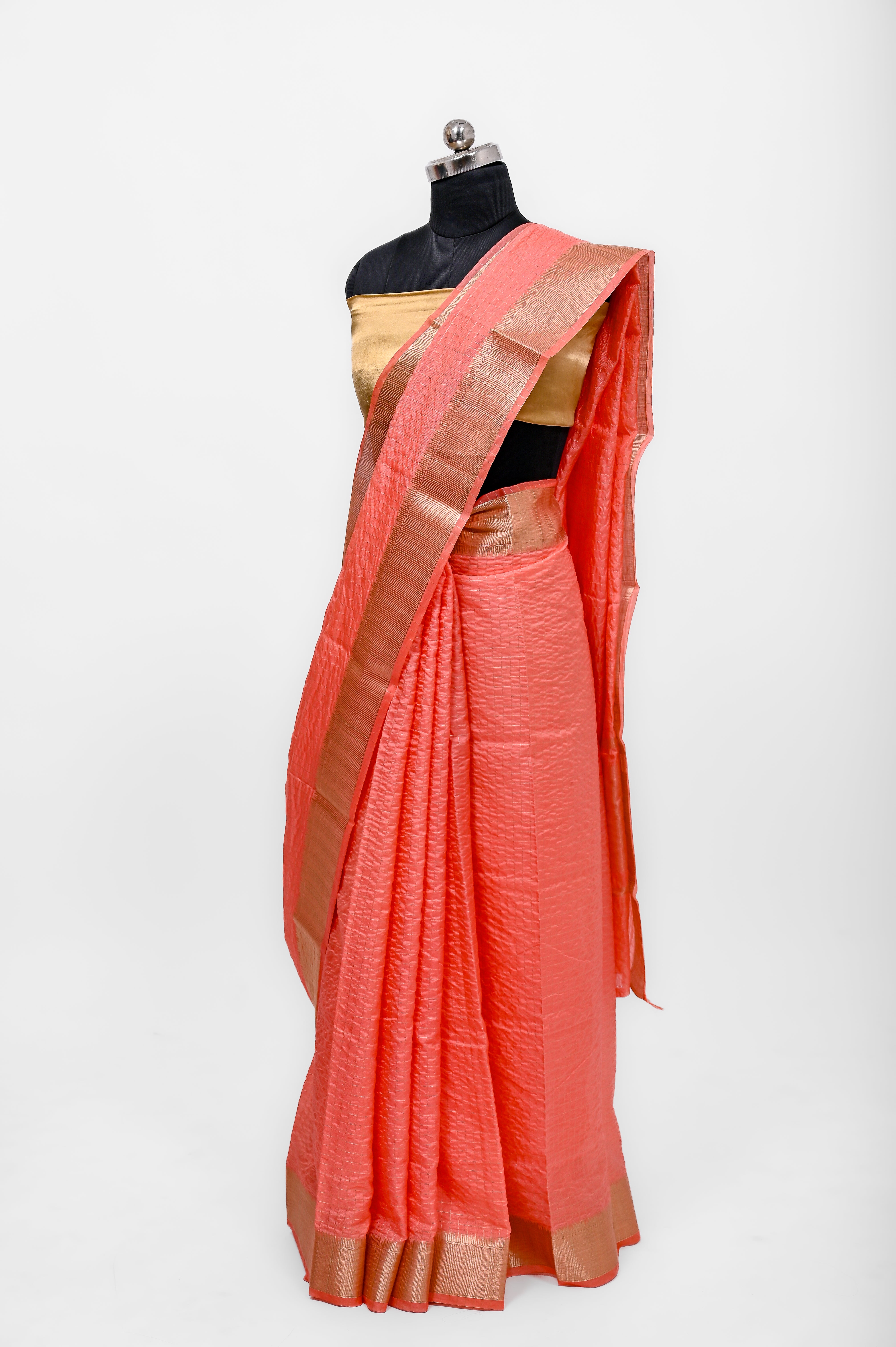 Handloom Dyble Soft Silk Zari Chex Sarees With Luxury Fabrics Light Pitch