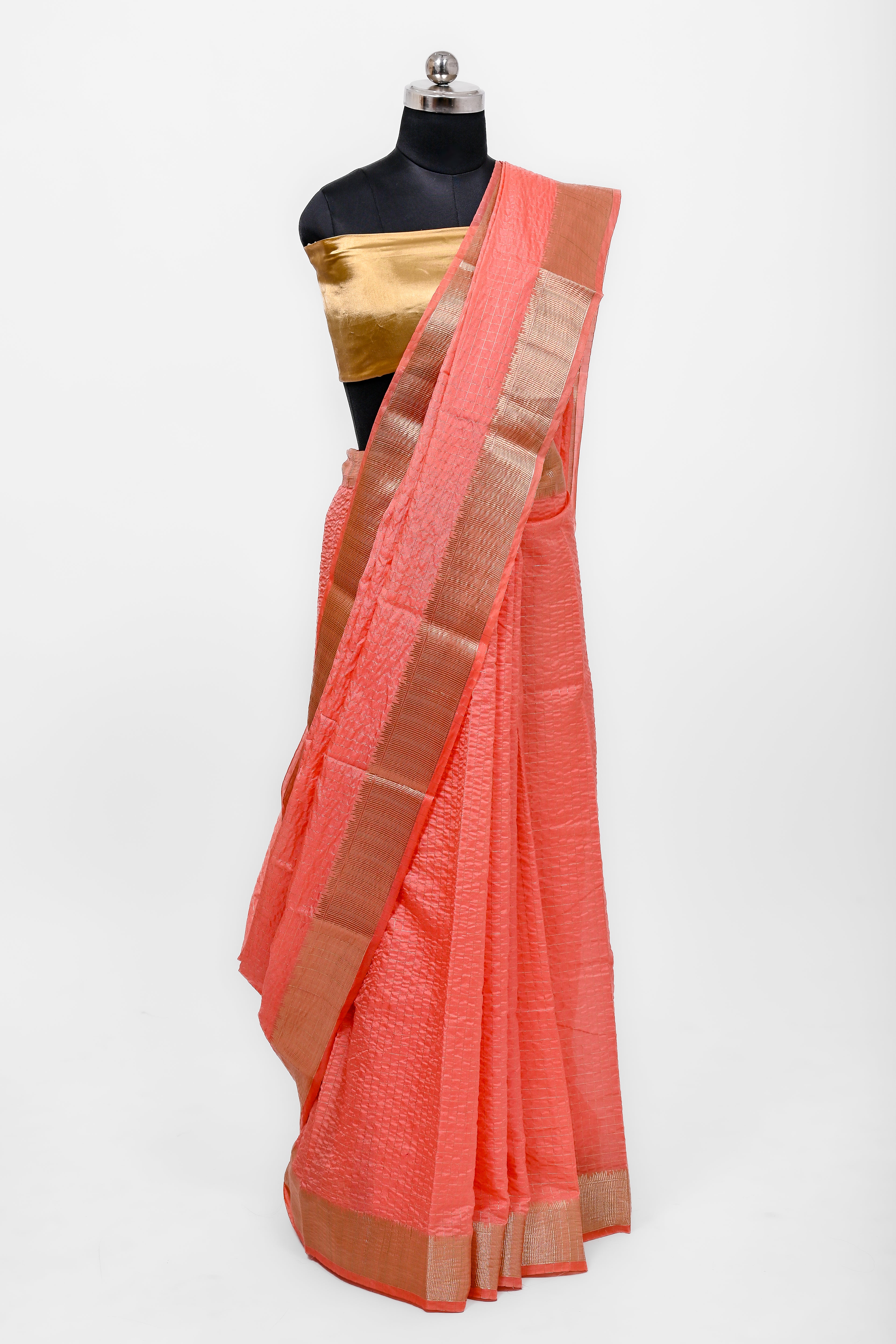 Handloom Dyble Soft Silk Zari Chex Sarees With Luxury Fabrics Light Pitch
