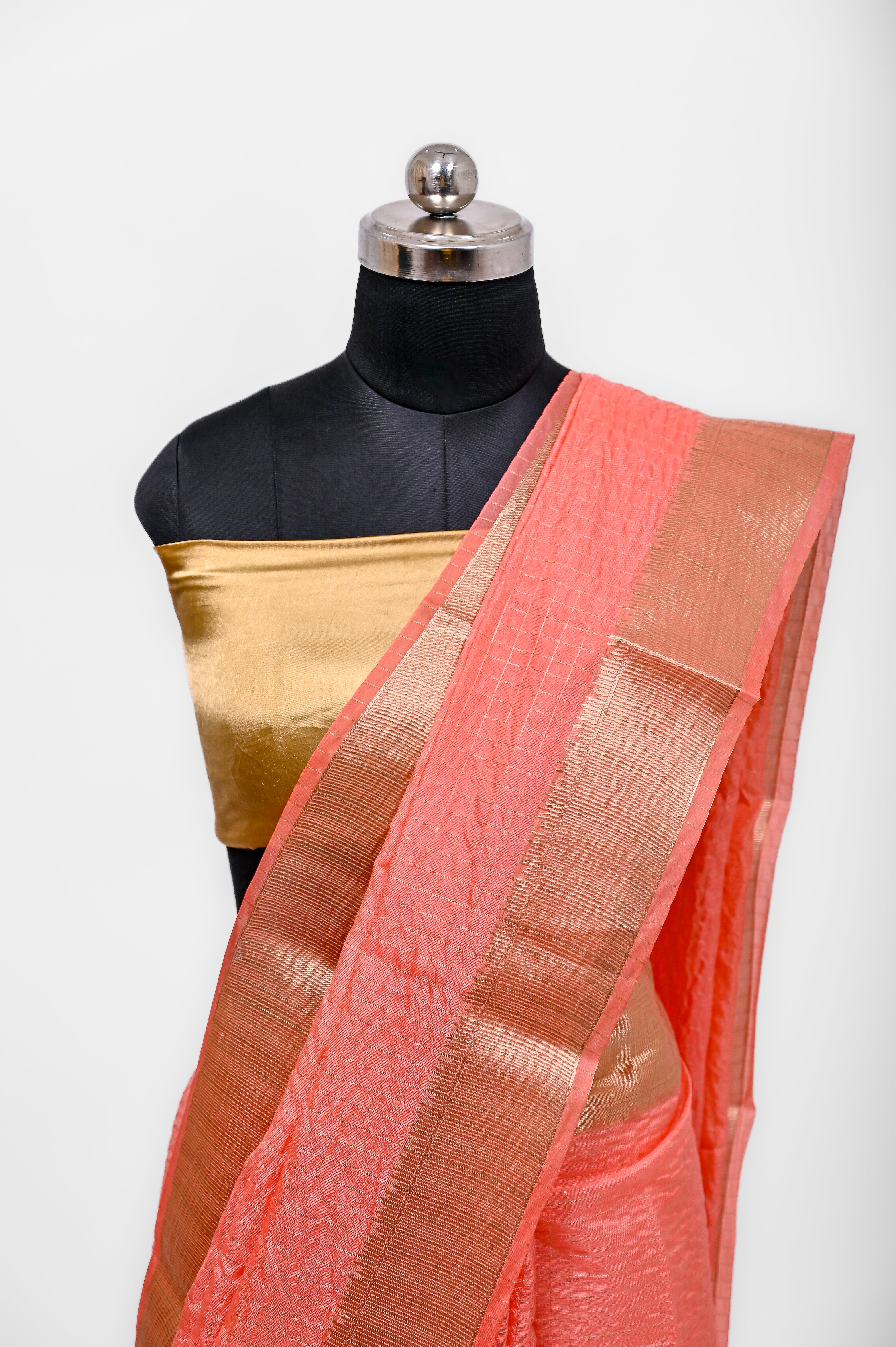 Handloom Dyble Soft Silk Zari Chex Sarees With Luxury Fabrics Light Pitch