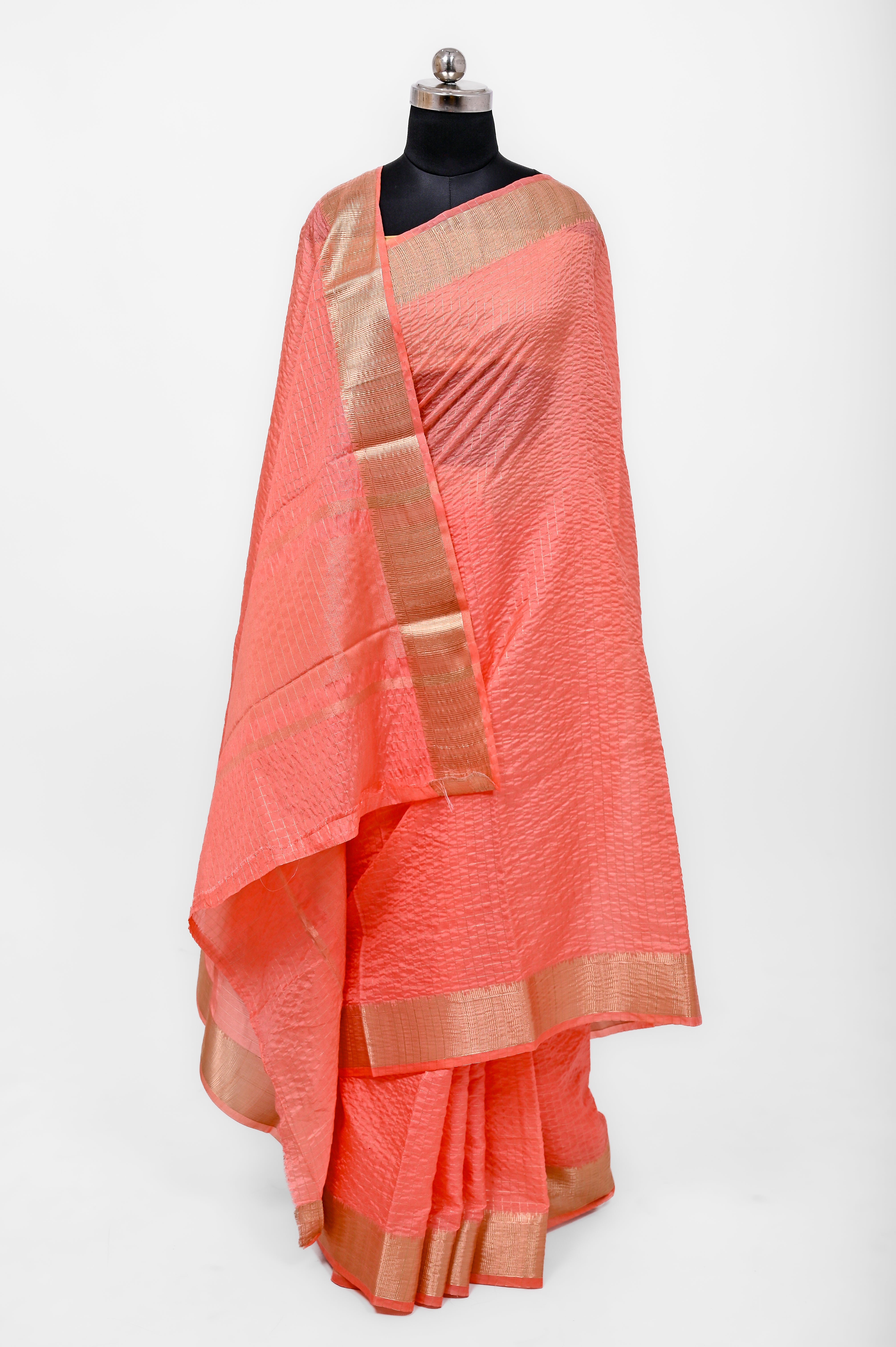 Handloom Dyble Soft Silk Zari Chex Sarees With Luxury Fabrics Light Pitch