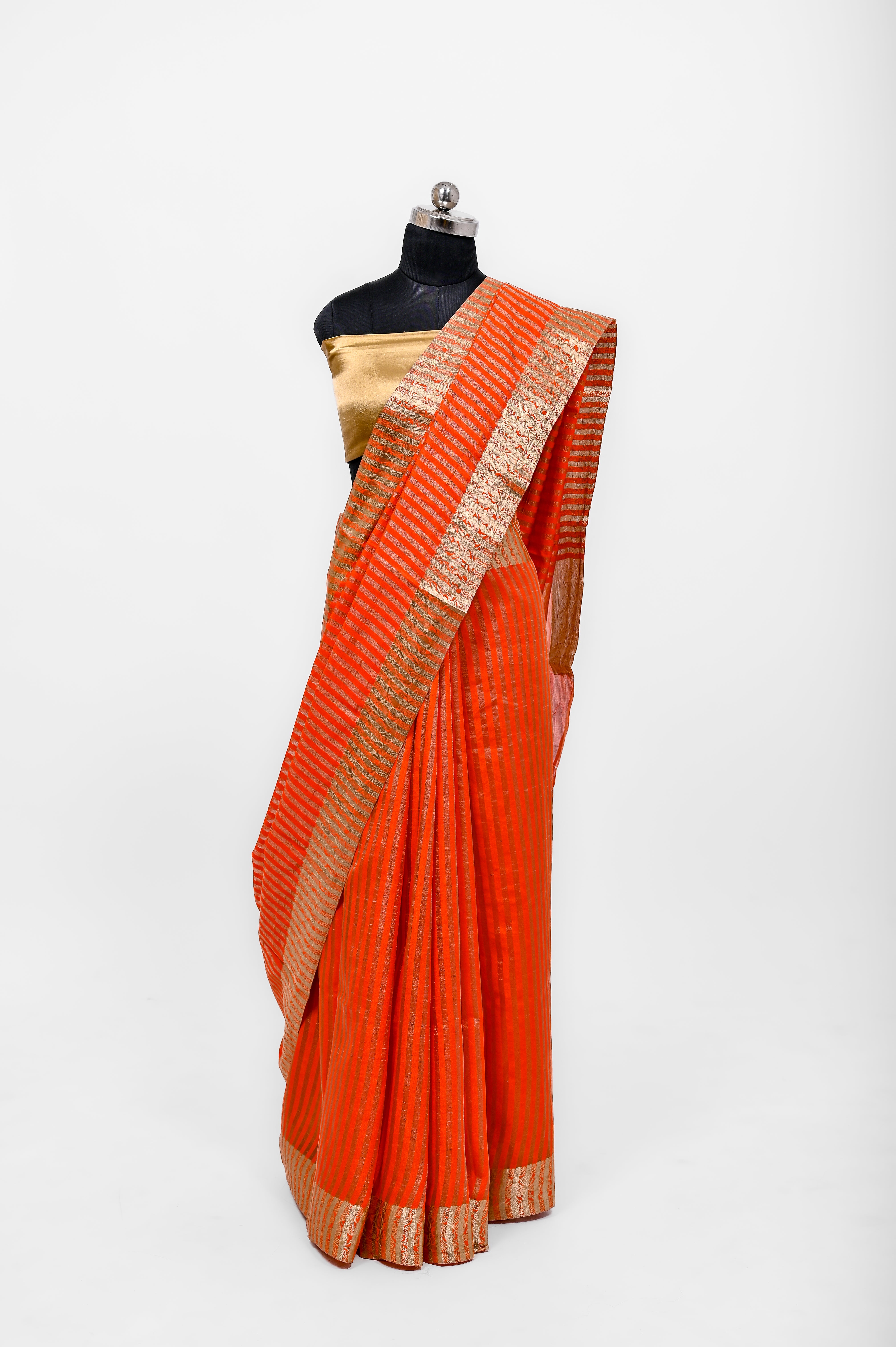 Handloom Semi Katan Silk Sarees With Luxury Fabrics Light Orange