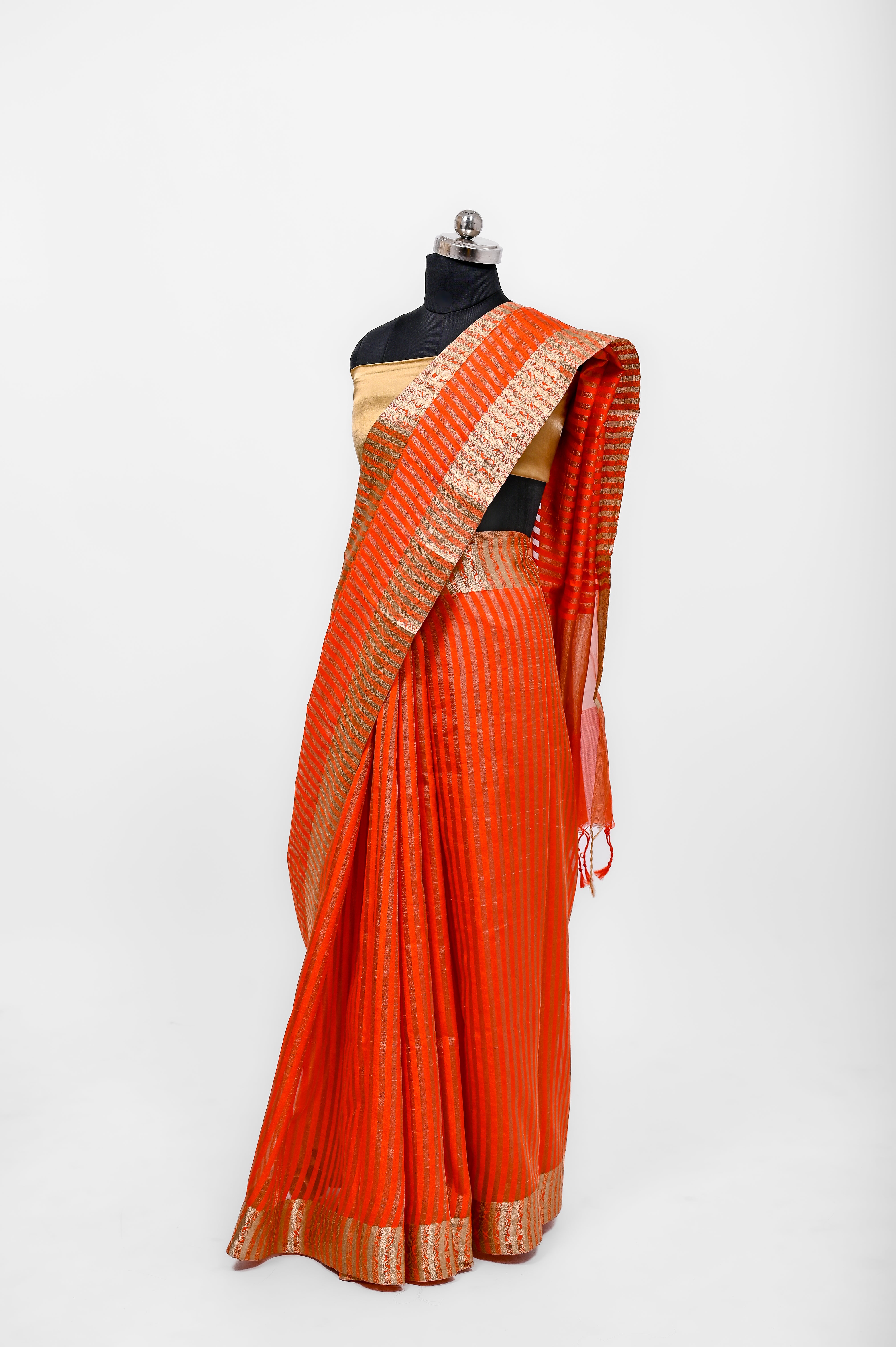 Handloom Semi Katan Silk Sarees With Luxury Fabrics Light Orange