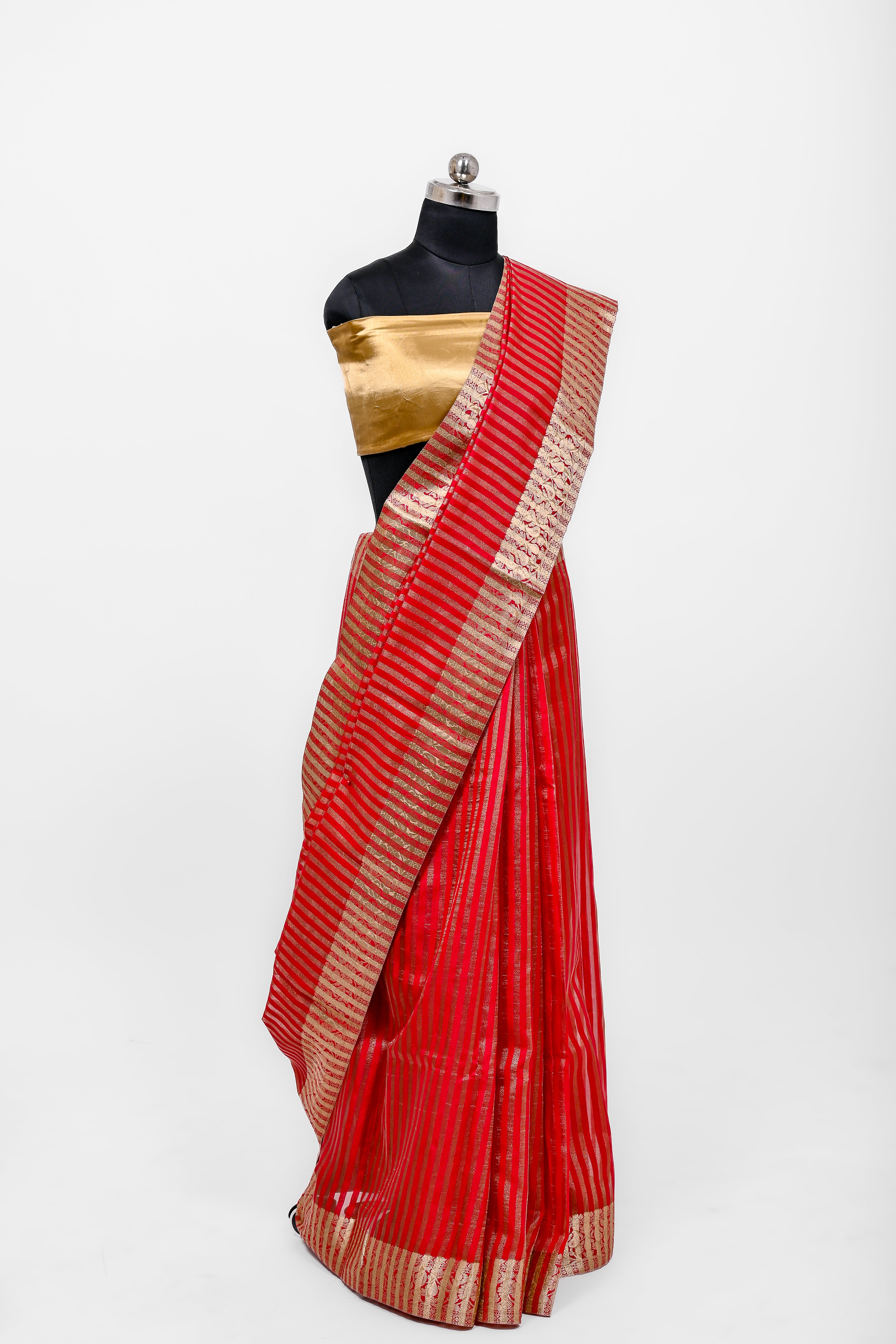 Handloom Semi Katan Silk Sarees With Luxury Fabrics Tomato Red