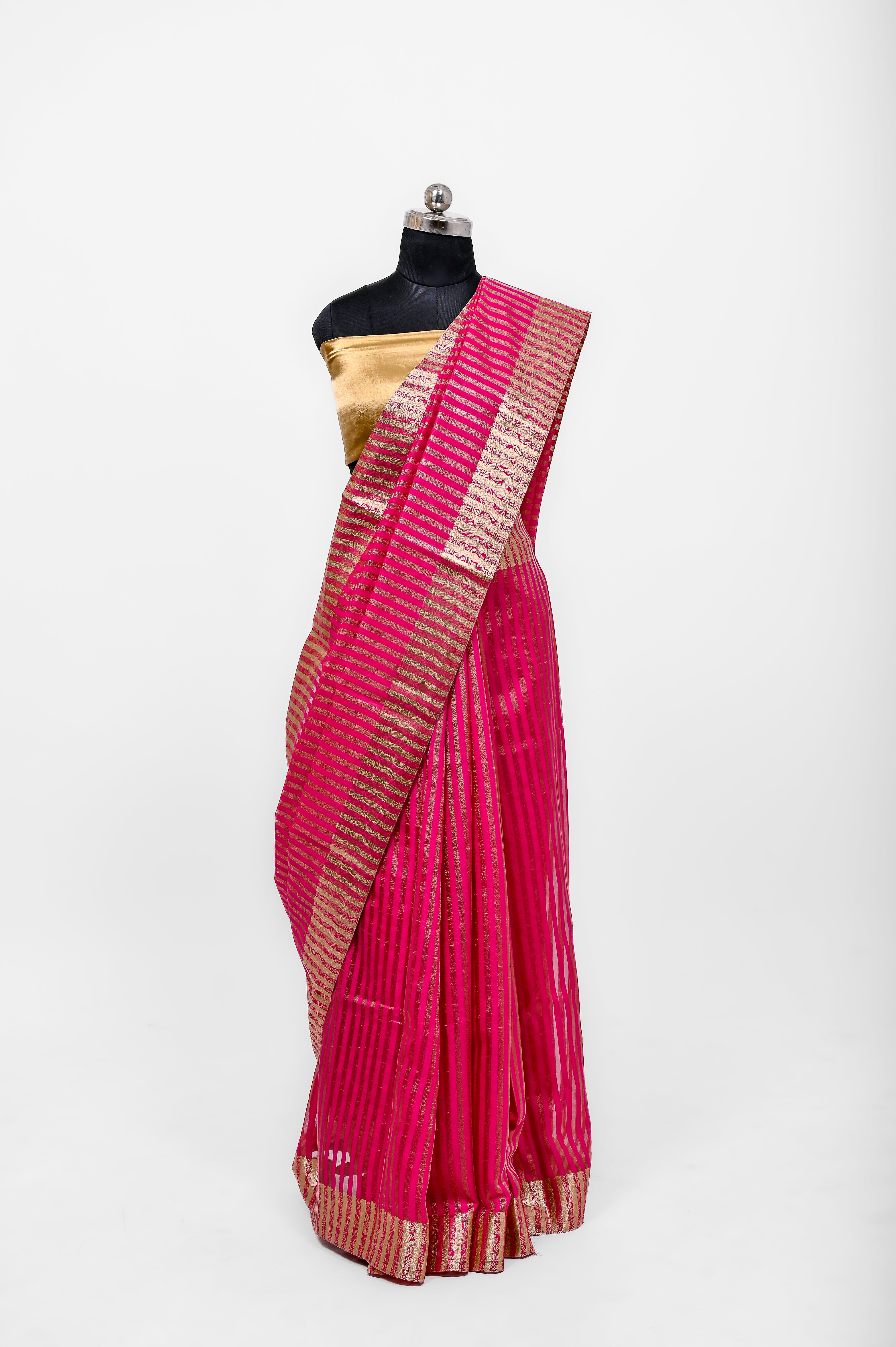 Handloom Semi Katan Silk Sarees With Luxury Fabrics Rani Pink