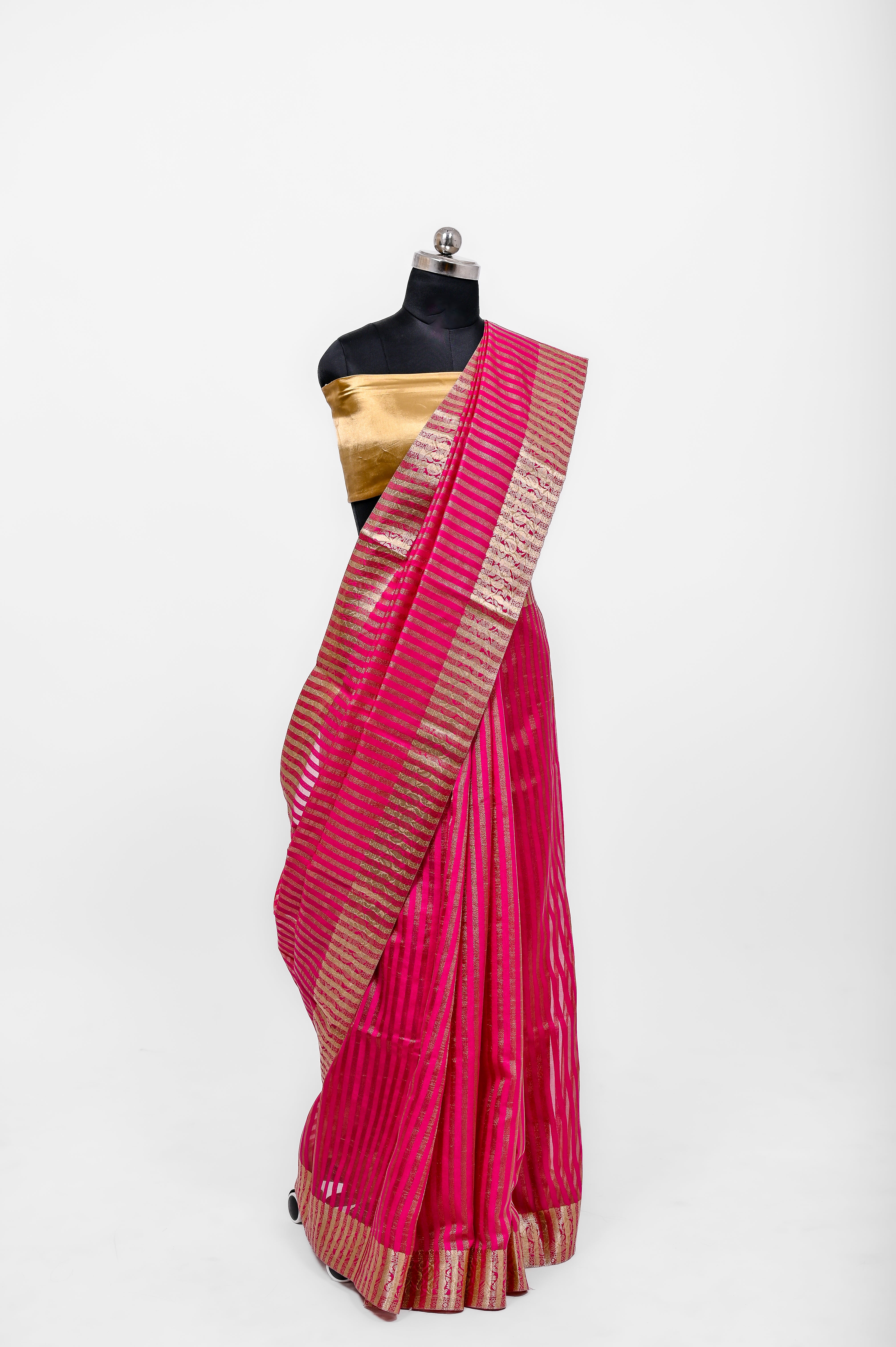 Handloom Semi Katan Silk Sarees With Luxury Fabrics Rani Pink