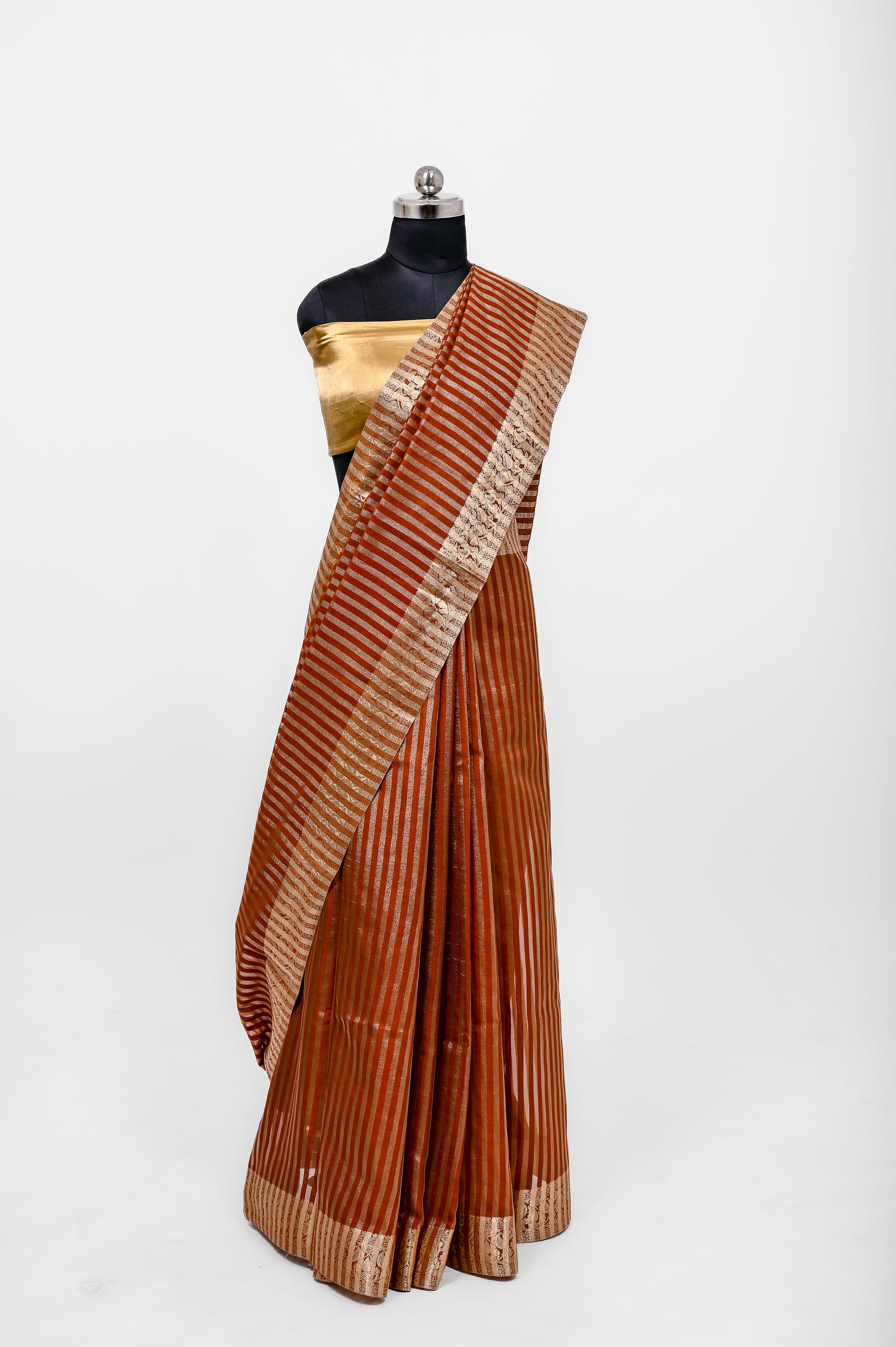 Handloom Semi Katan Silk Sarees With Luxury Fabrics Rust