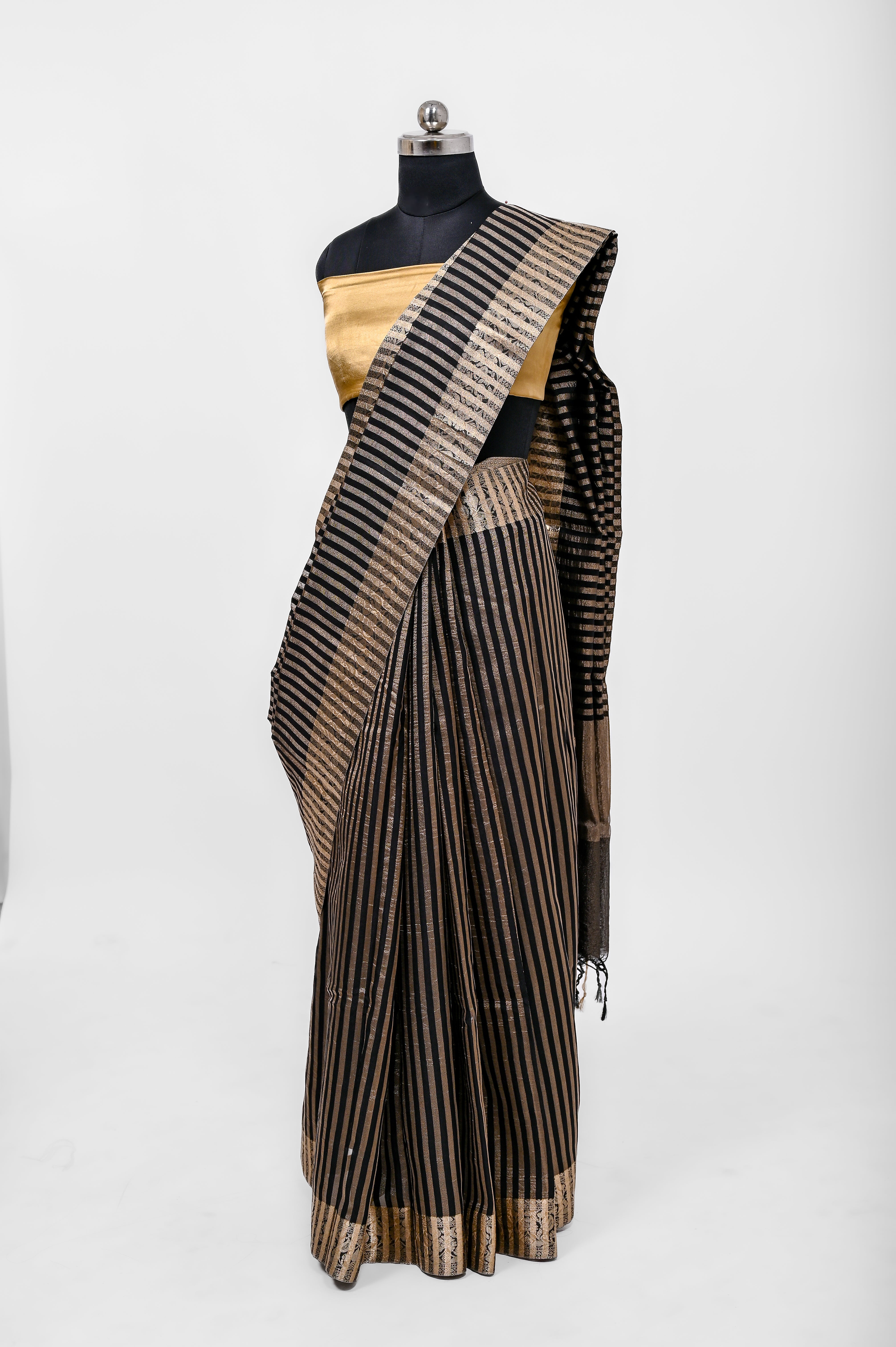 Handloom Semi Katan Silk Sarees With Luxury Fabrics Black