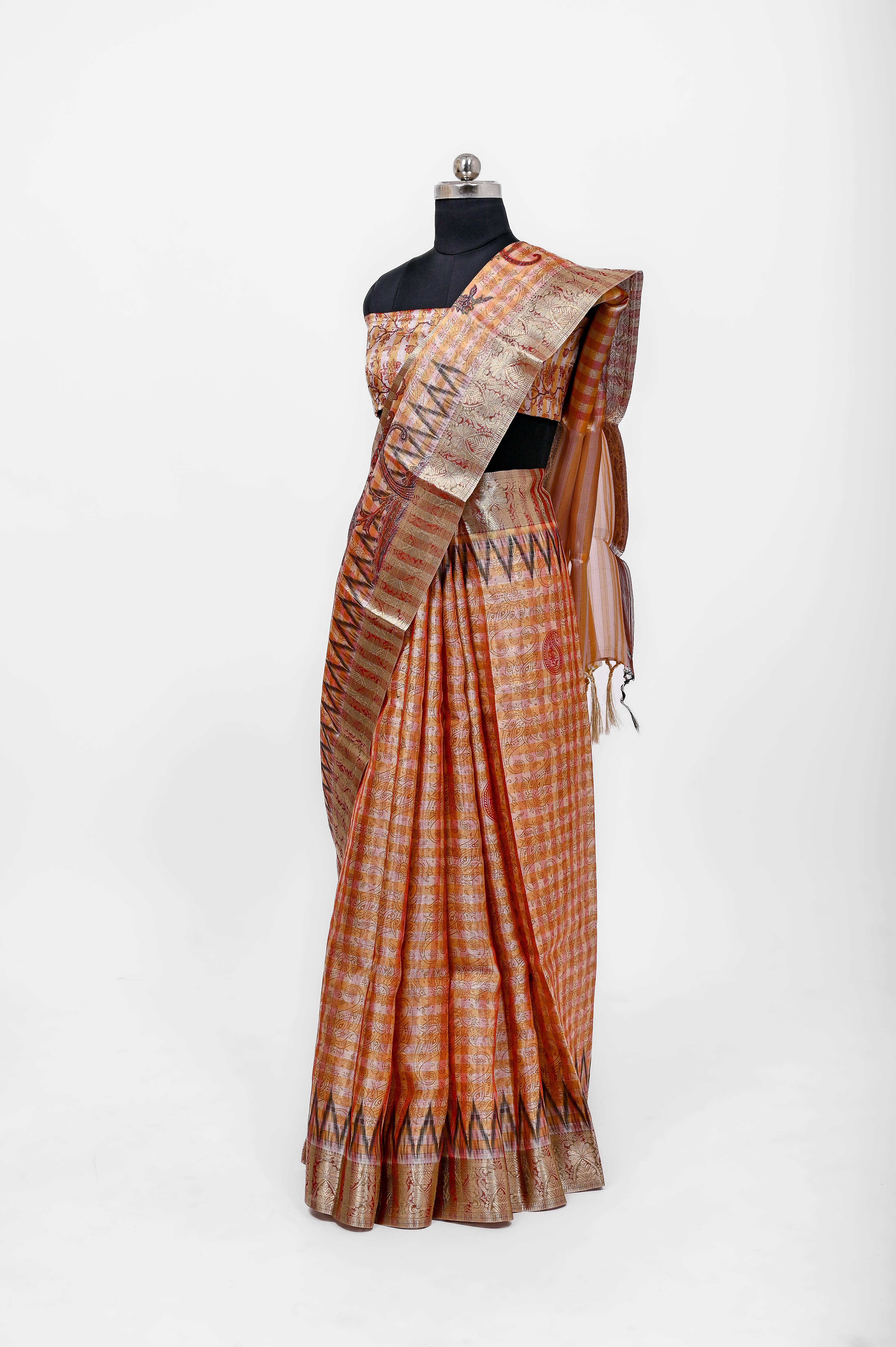 Pure Banarsi Tissue Silk Digital Print Saree All Over Redish